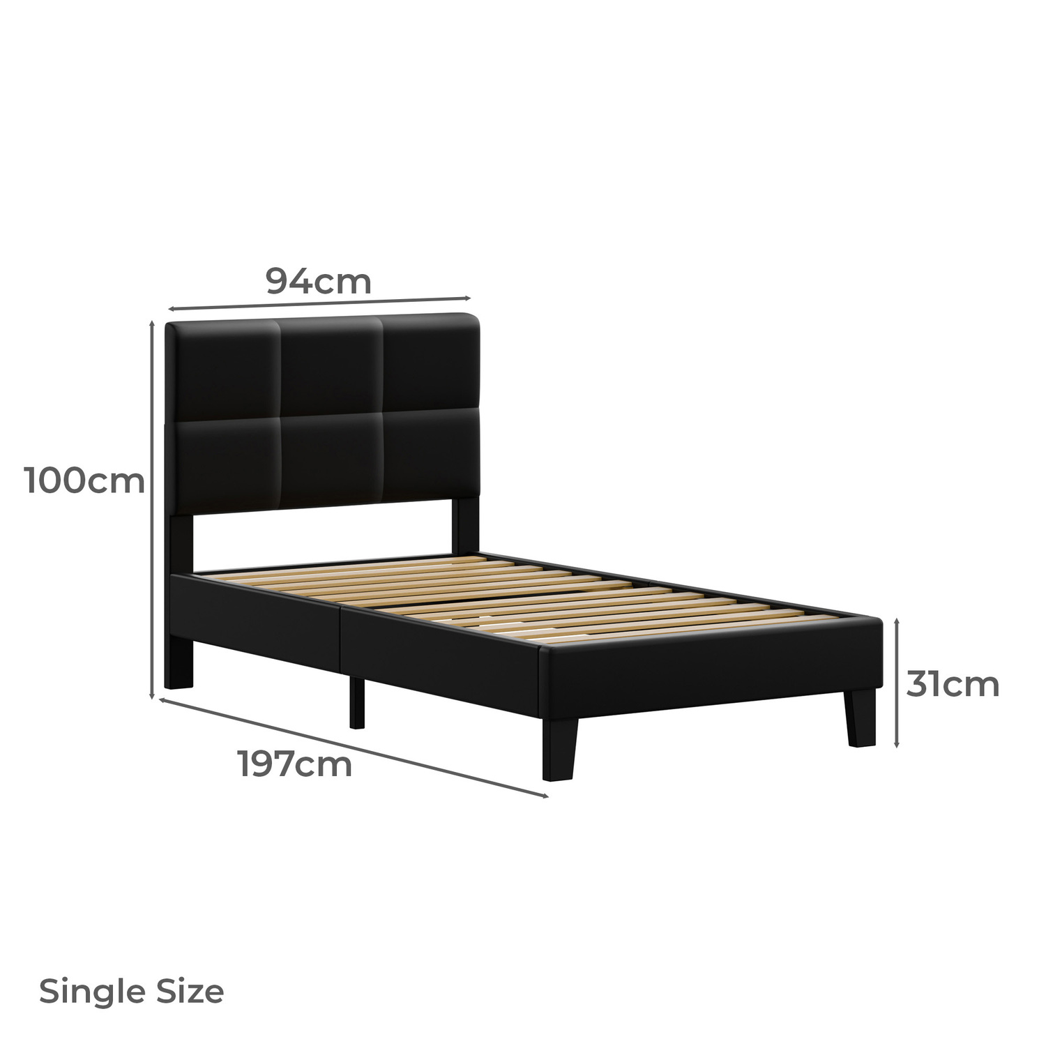 Black Cassandra Faux Leather Bed Frame