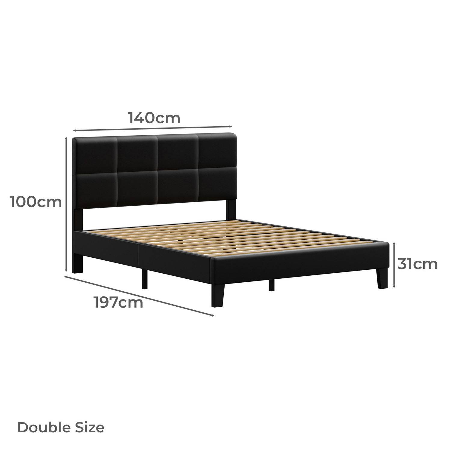 Black Cassandra Faux Leather Bed Frame