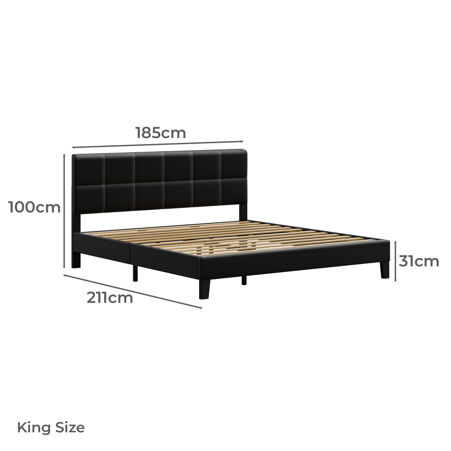 Black Cassandra Faux Leather Bed Frame