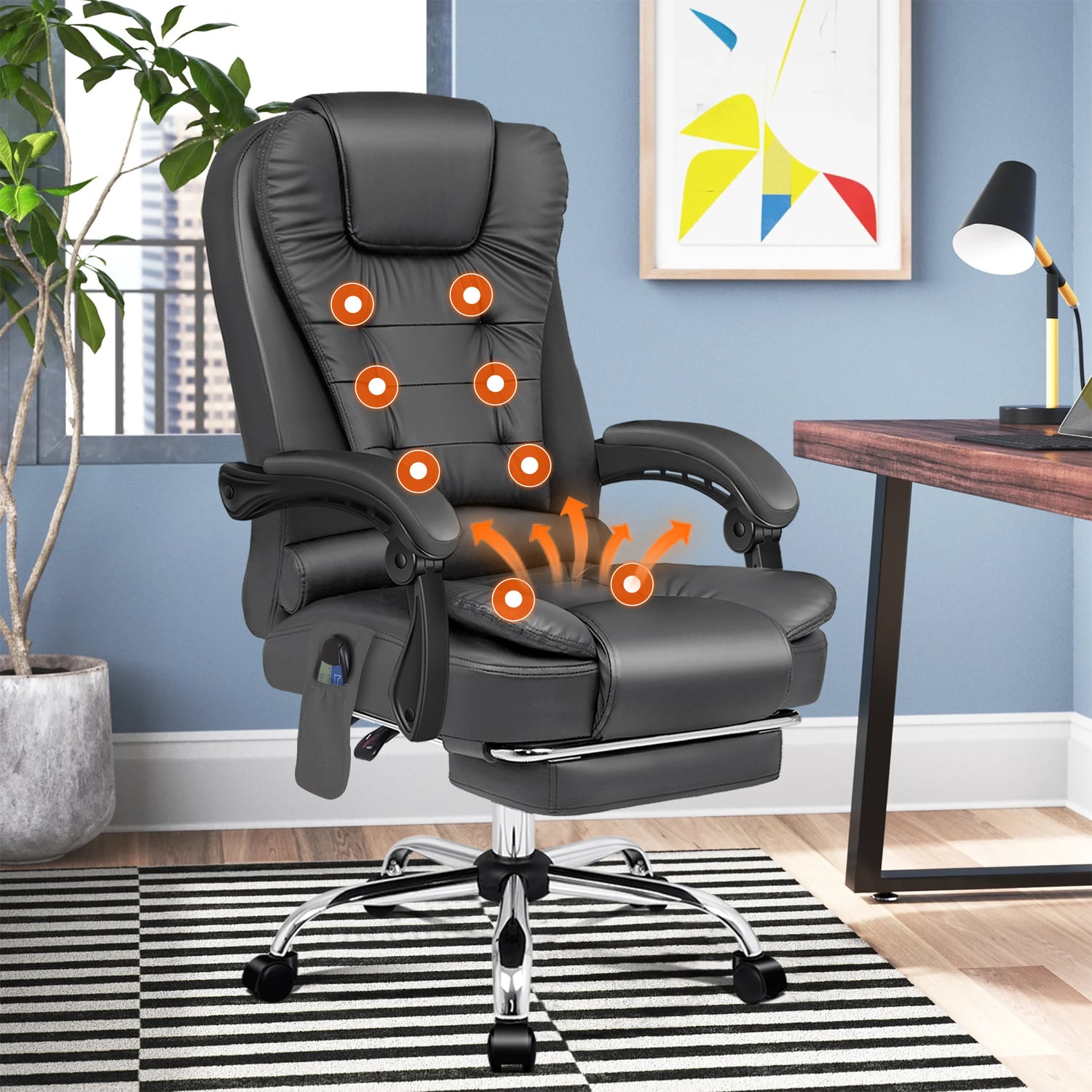 Galini PU Leather Heated Massage Office Chair