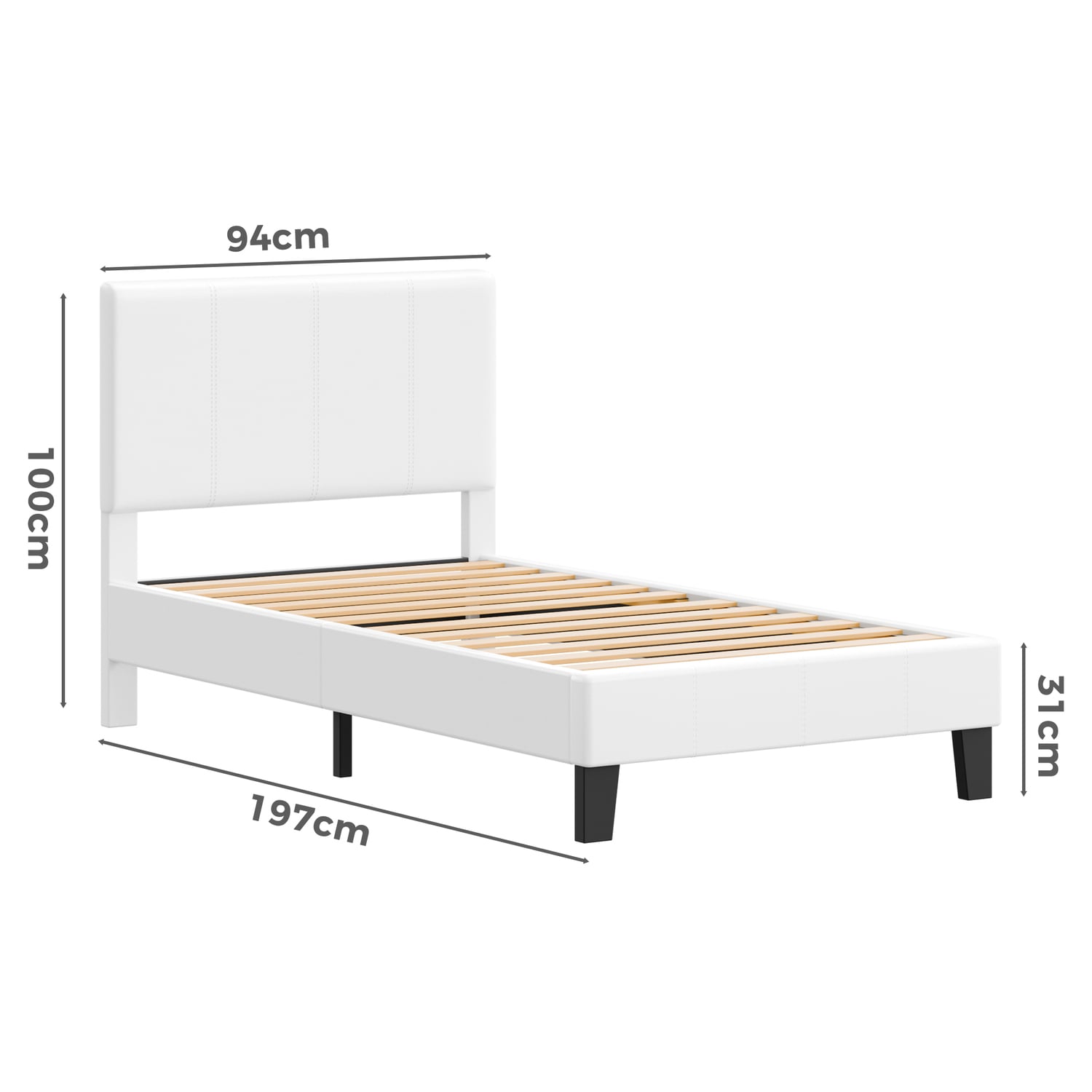 White Kyle Faux Leather Bed
