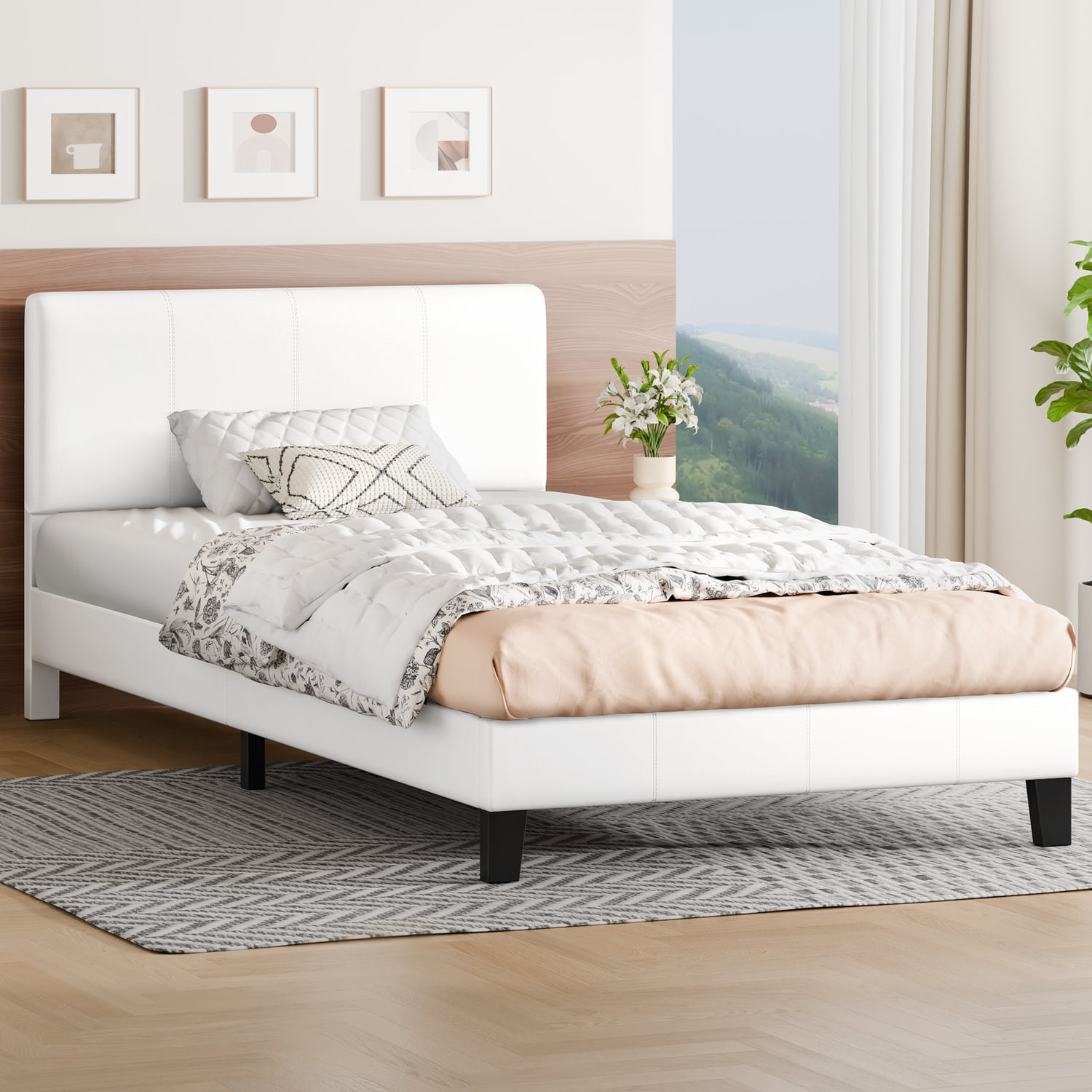 White Kyle Faux Leather Bed