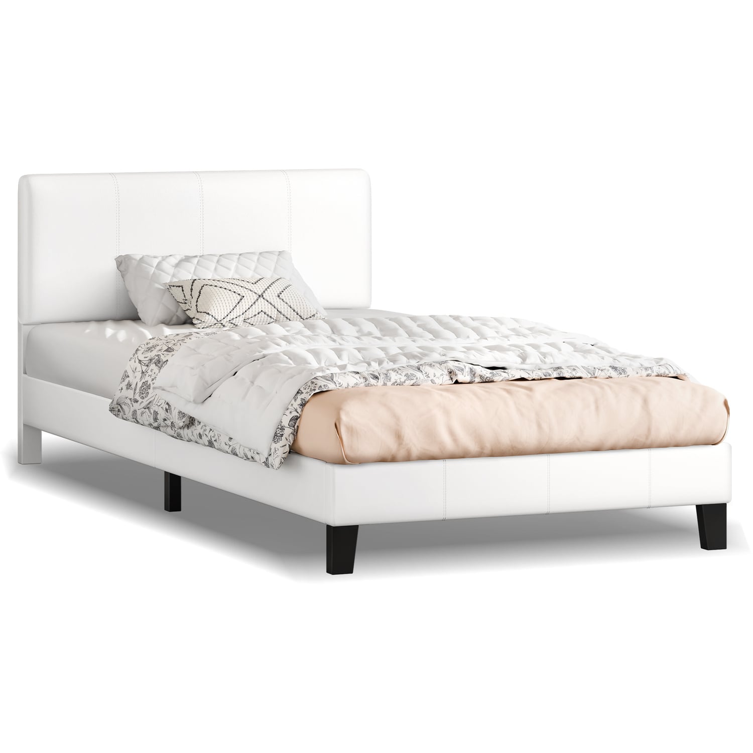 White Kyle Faux Leather Bed