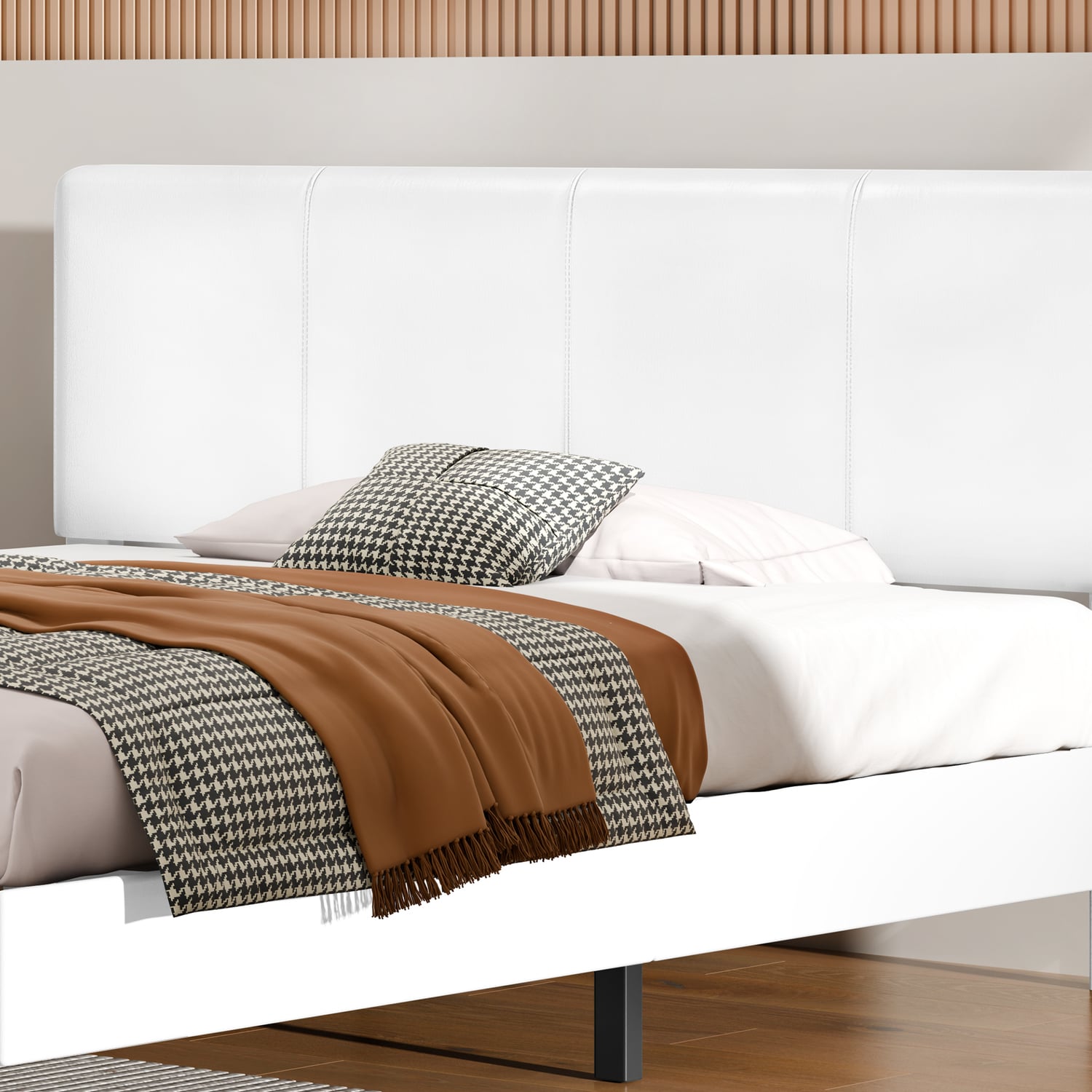 White Kyle Faux Leather Bed