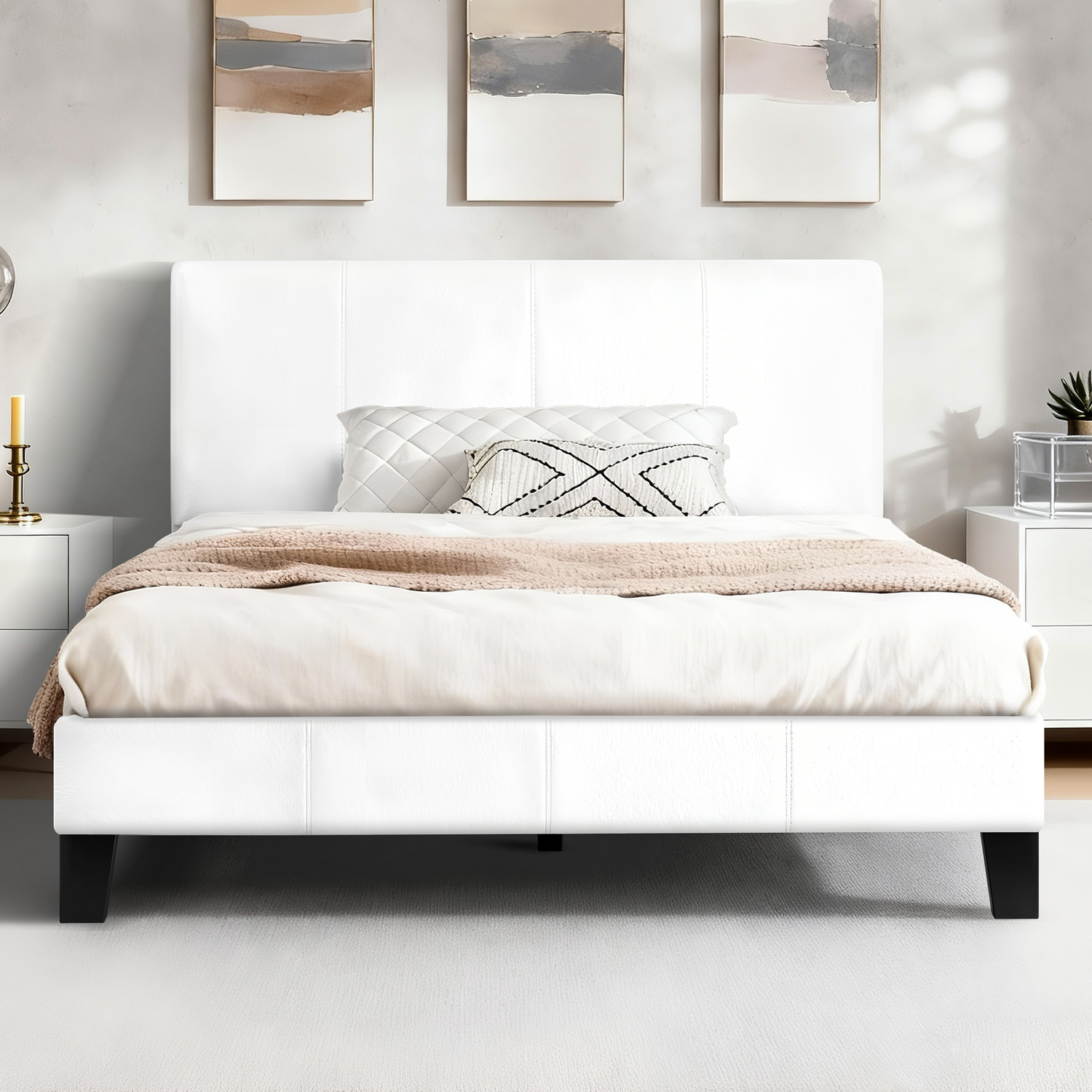White Kyle Faux Leather Bed