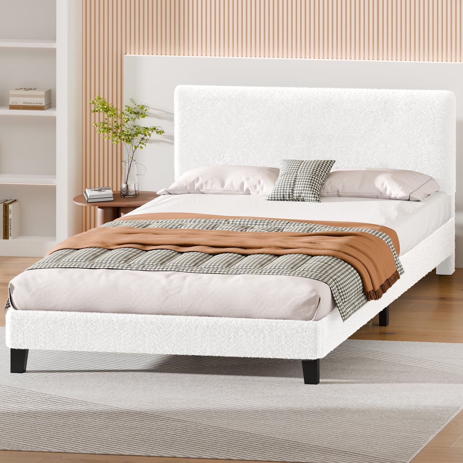 White Kiana Boucle Bed
