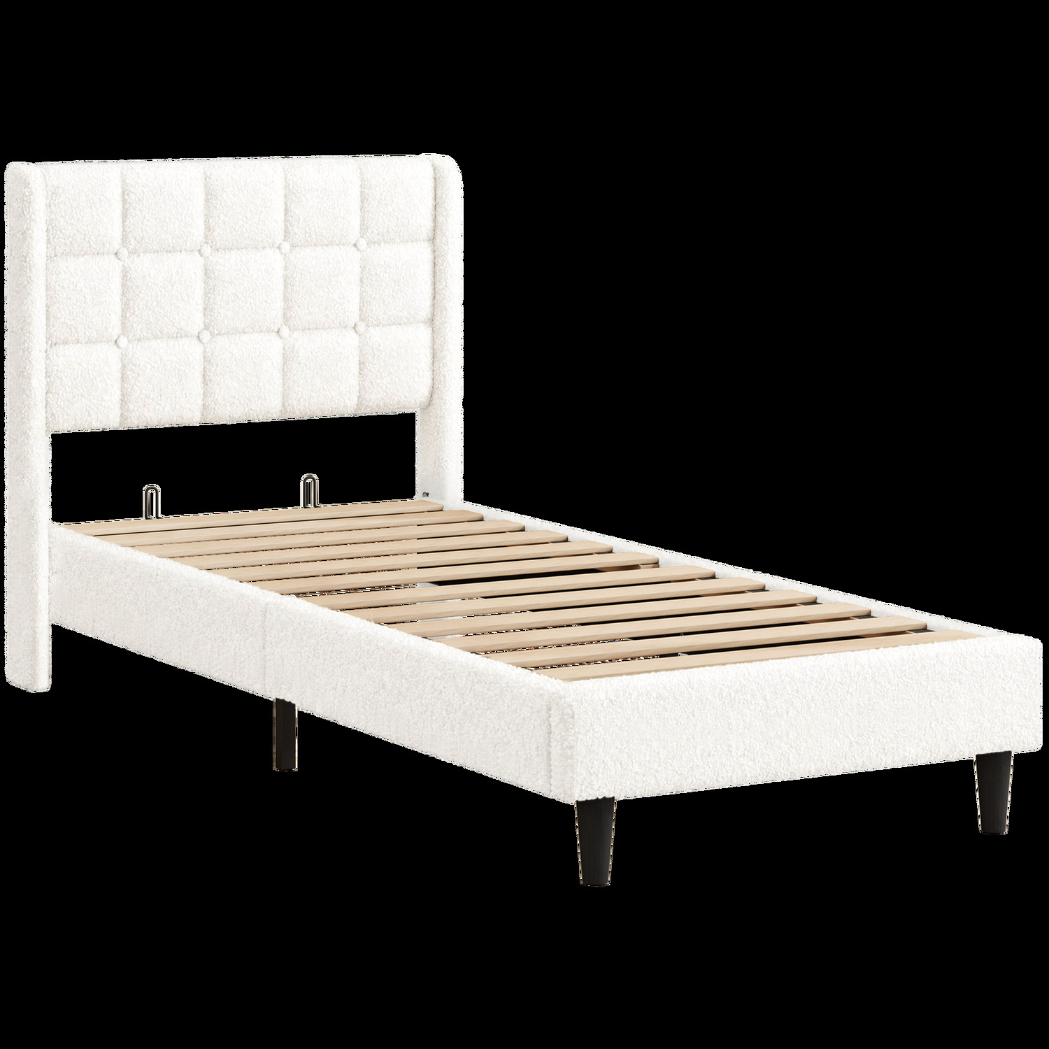 White Zadie Boucle Bed