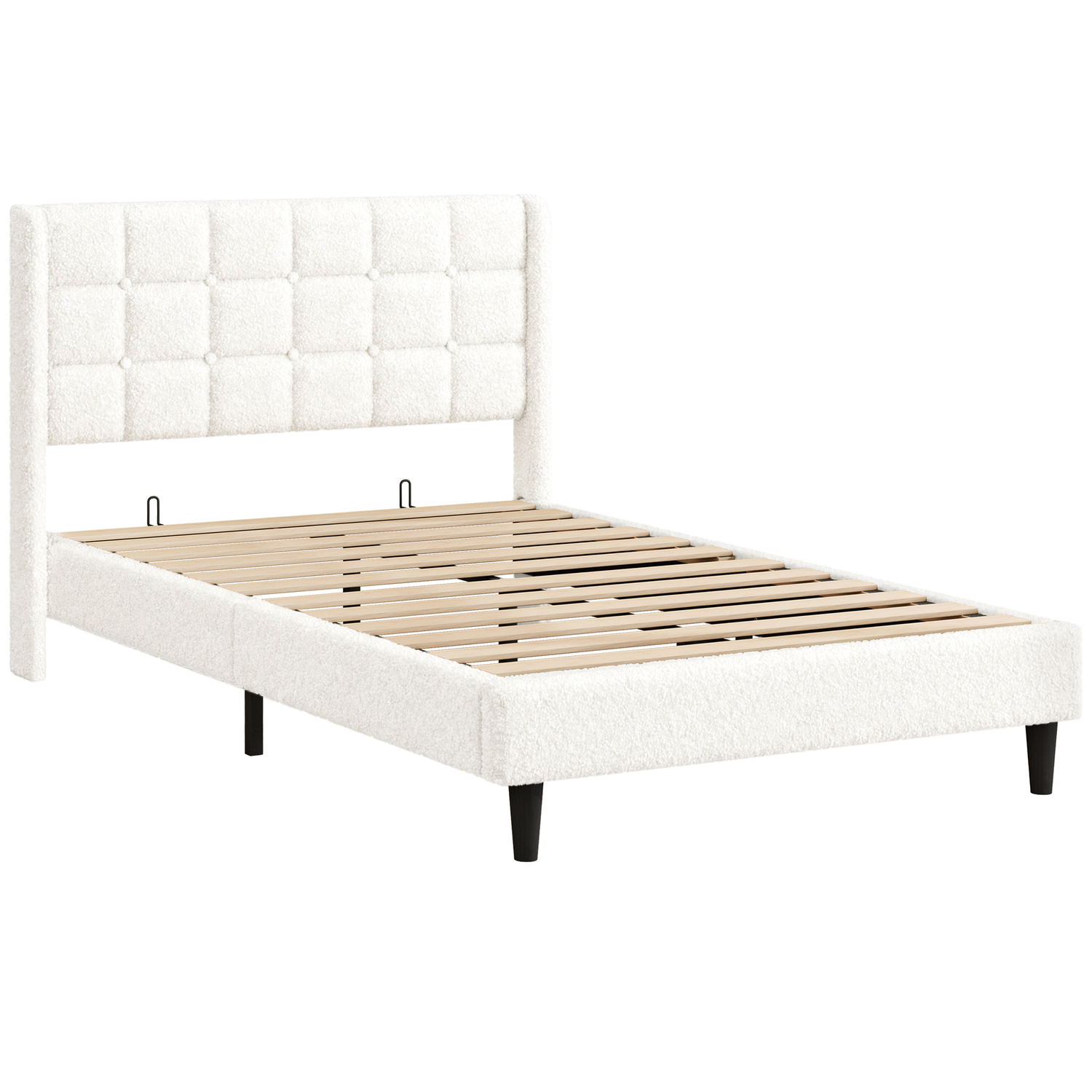 White Zadie Boucle Bed