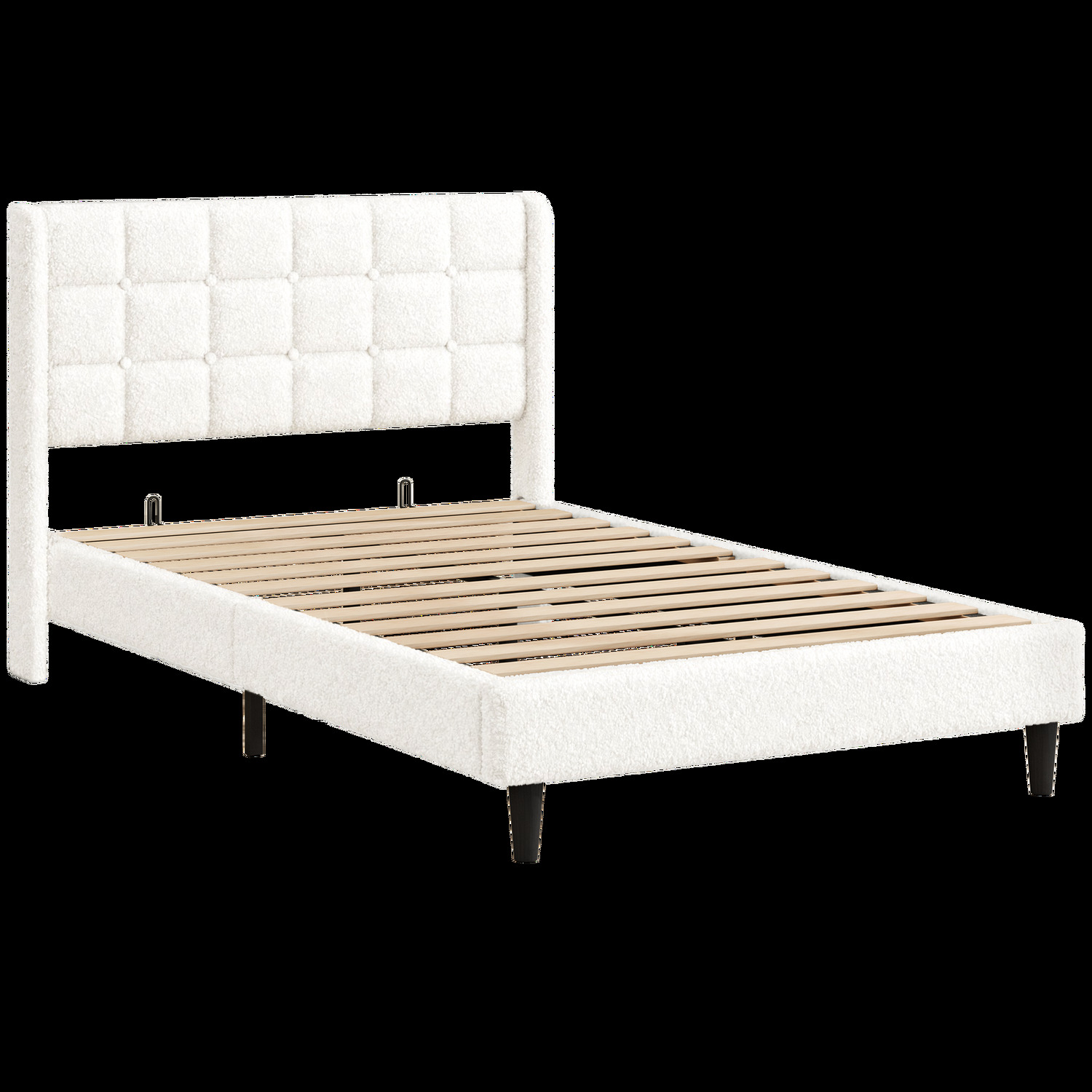 White Zadie Boucle Bed