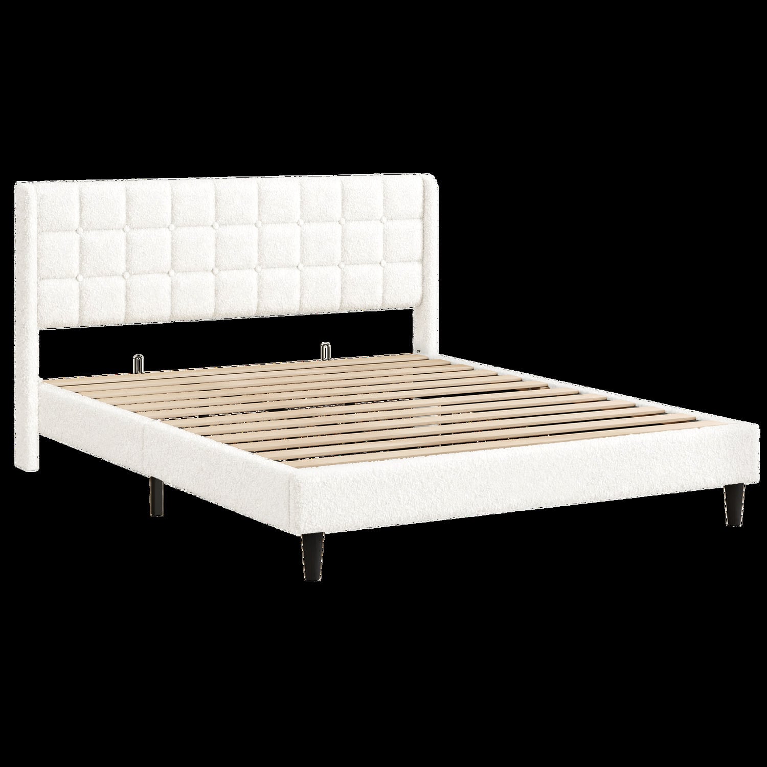 White Zadie Boucle Bed