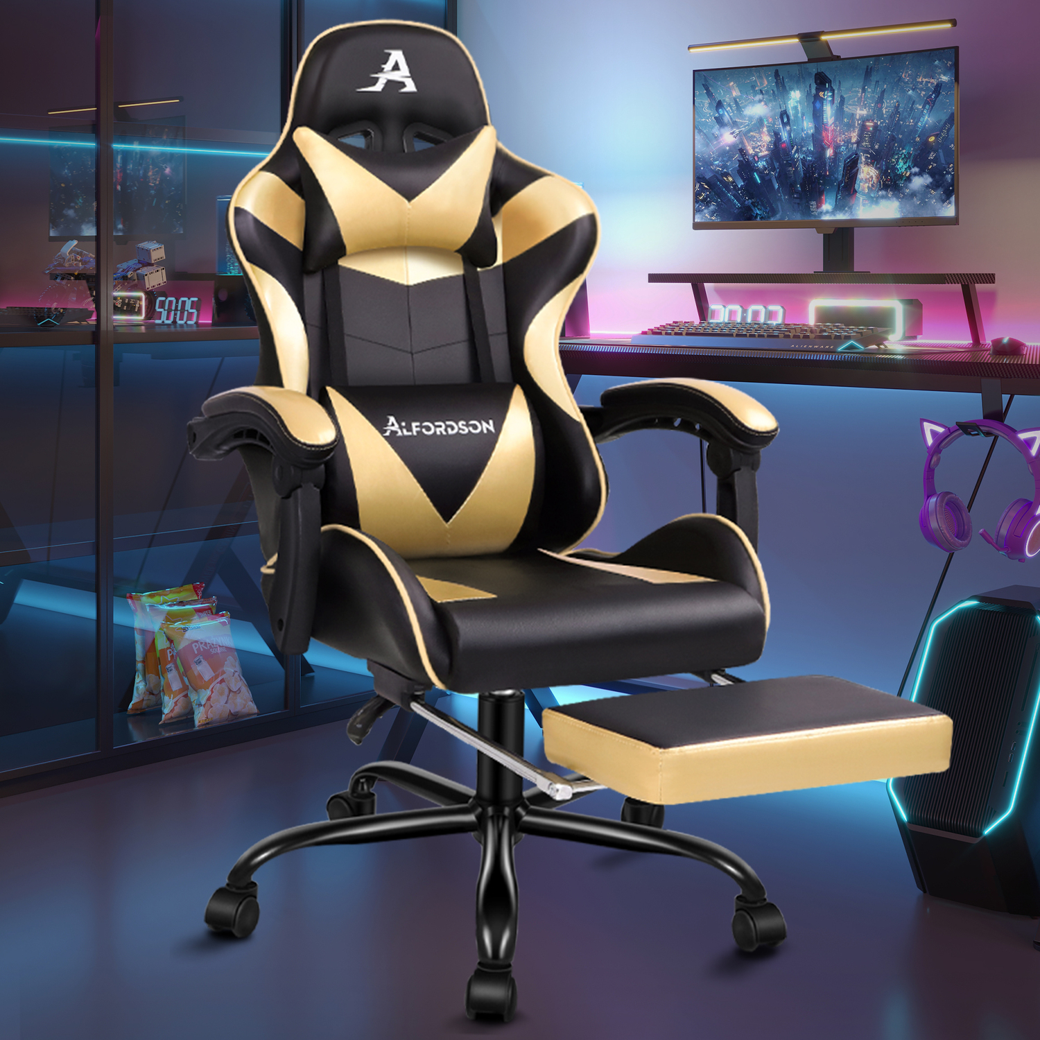 Darius Faux Leather Gaming Chair with Lumbar Massage