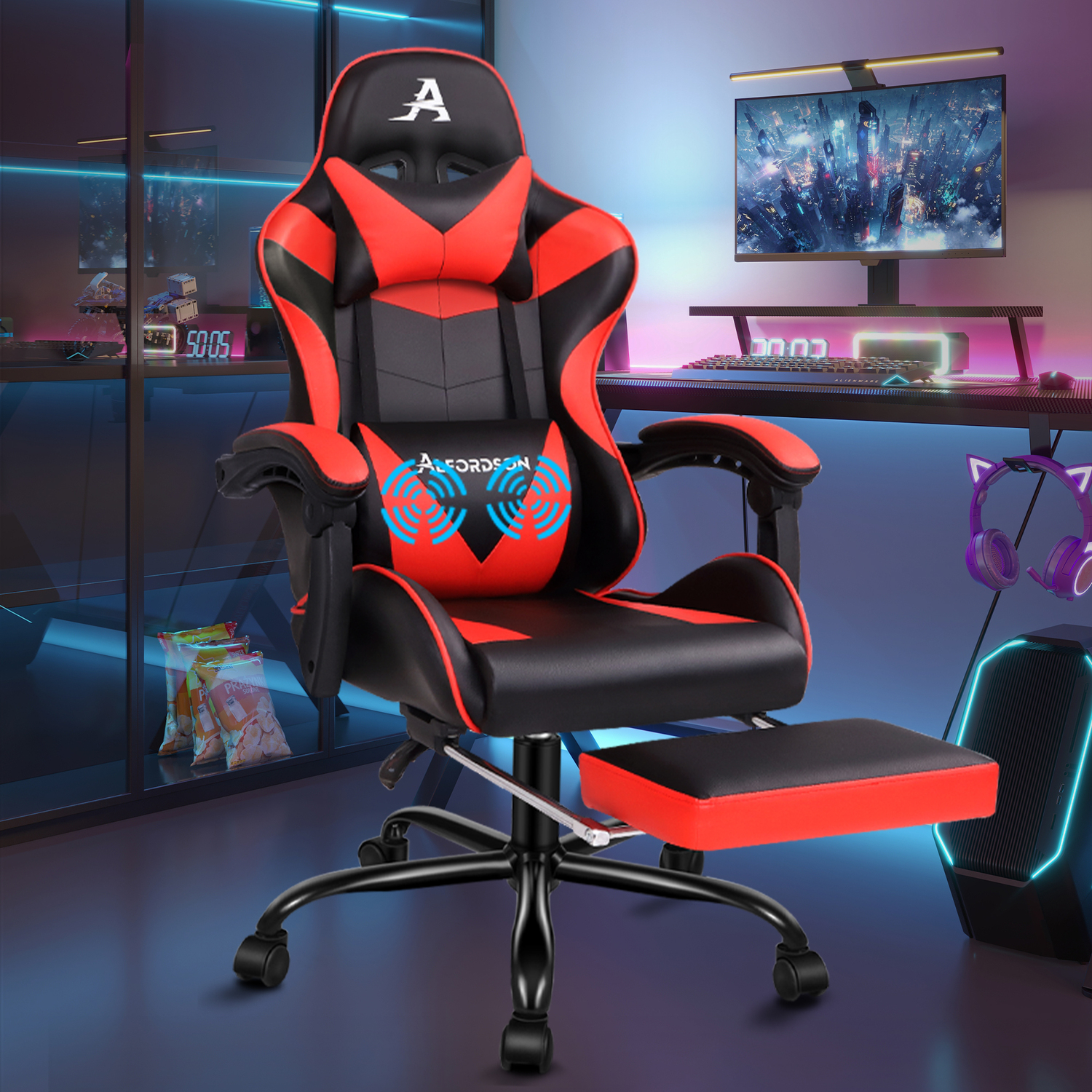Darius Faux Leather Gaming Chair with Lumbar Massage