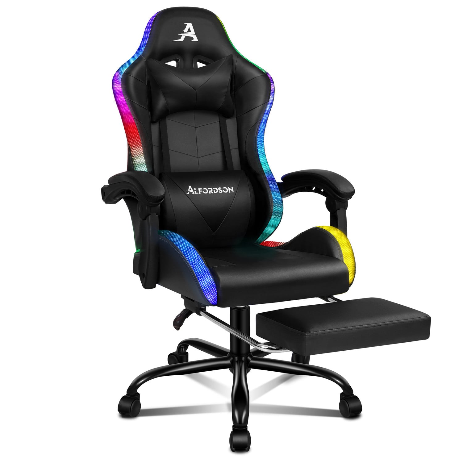 Delina LED Massage & Gaming Chair with Footrest