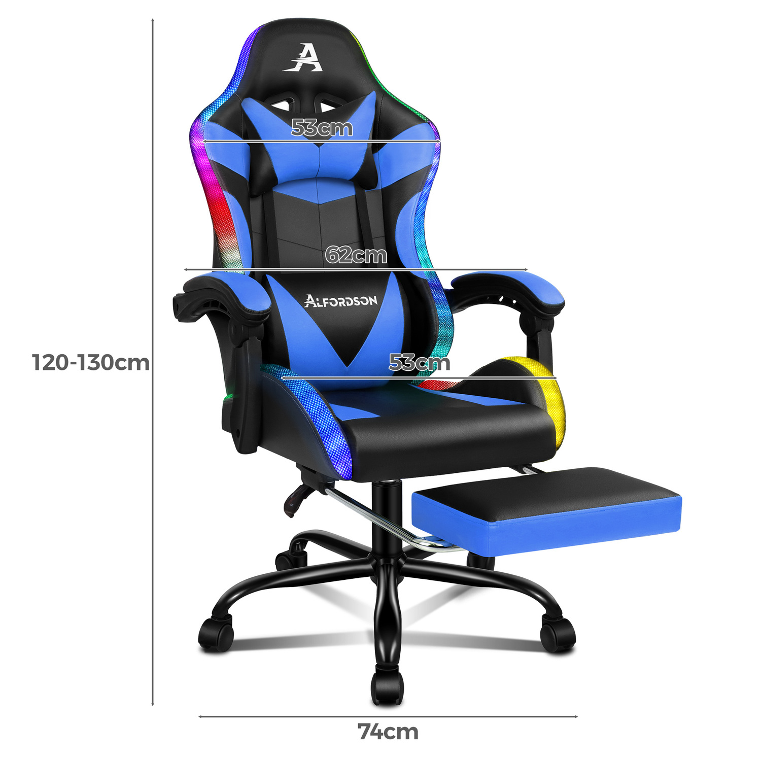 Delina LED Massage & Gaming Chair with Footrest