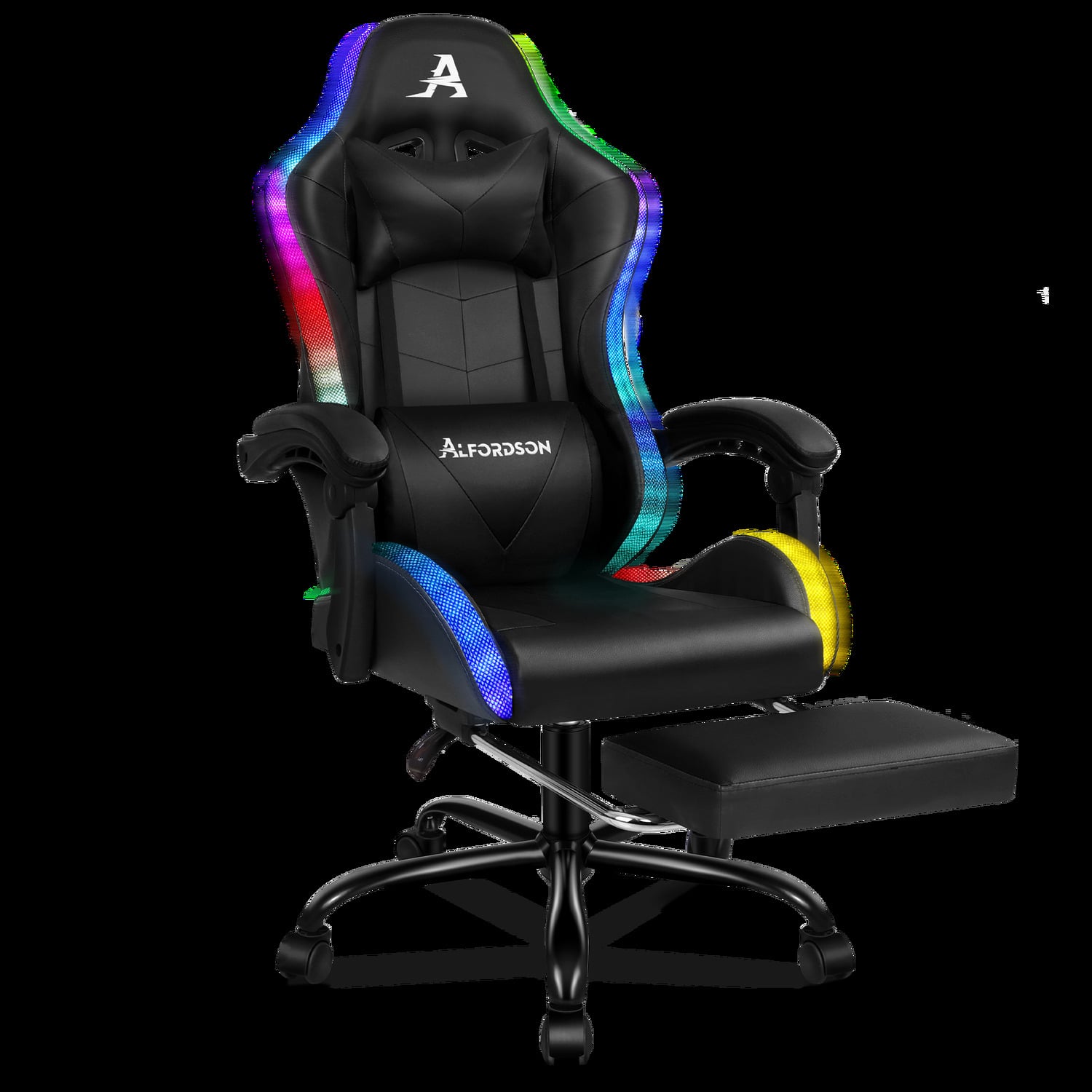 Delina LED Massage & Gaming Chair with Footrest
