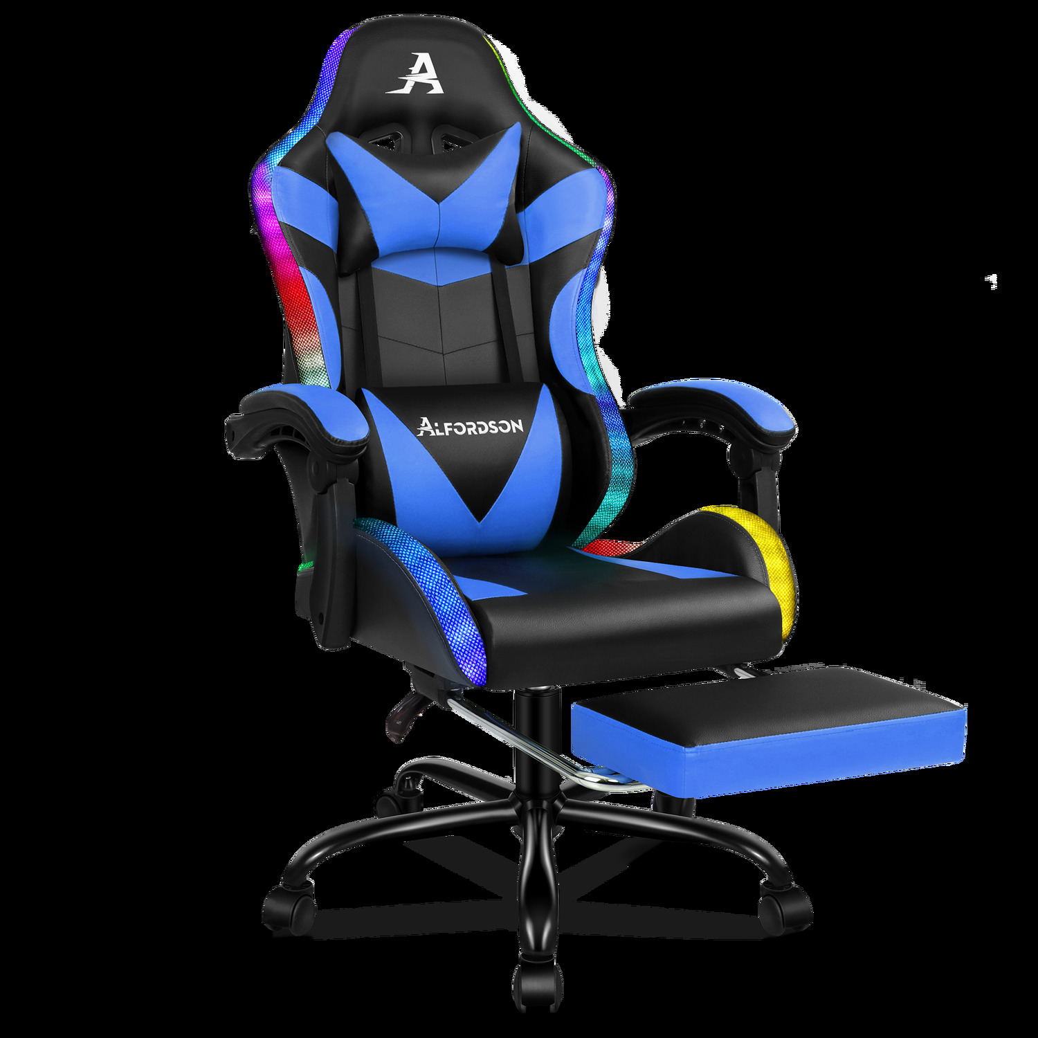 Delina LED Massage & Gaming Chair with Footrest