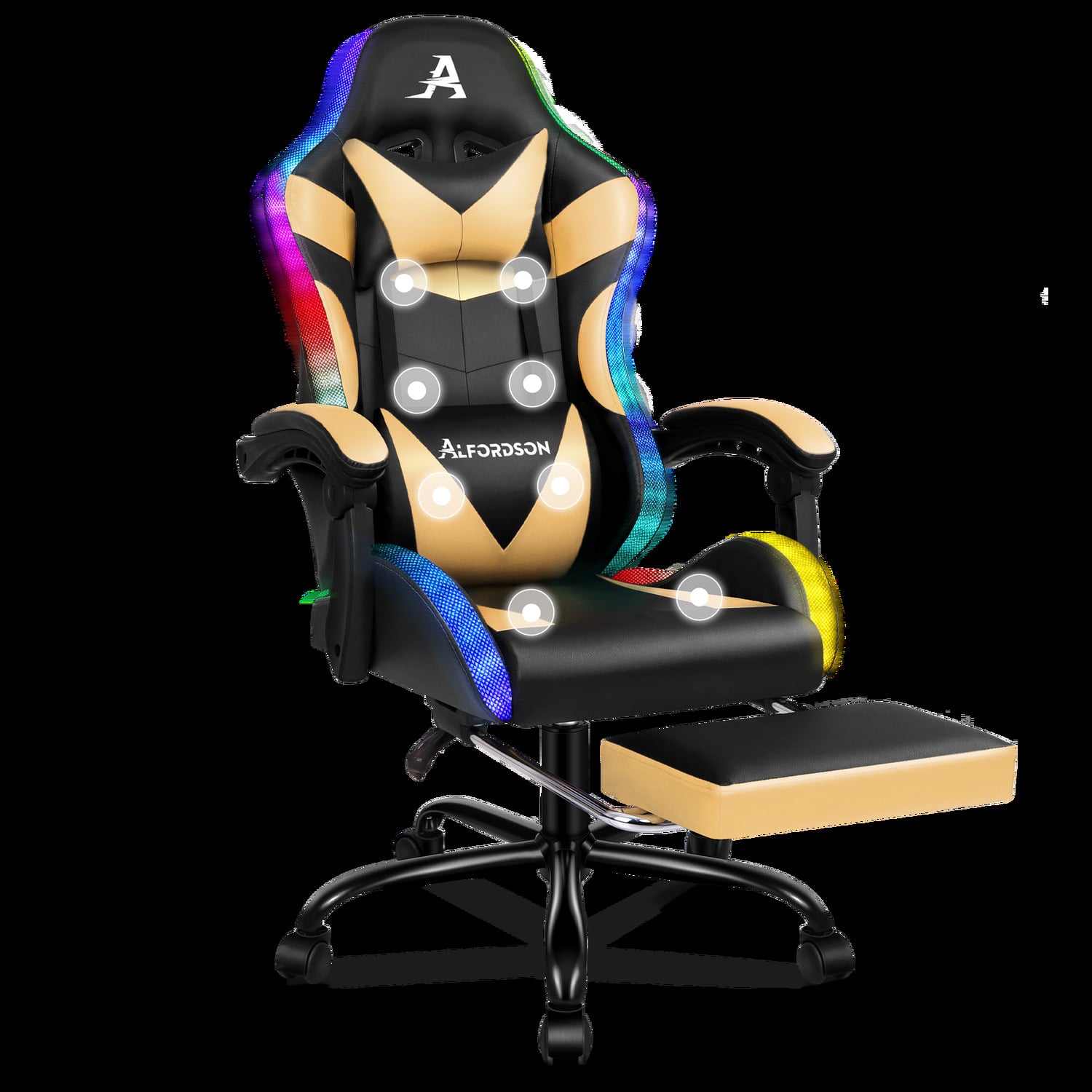 Delina LED Massage & Gaming Chair with Footrest