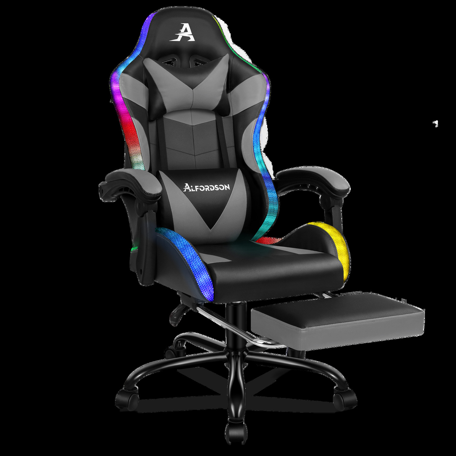Delina LED Massage & Gaming Chair with Footrest
