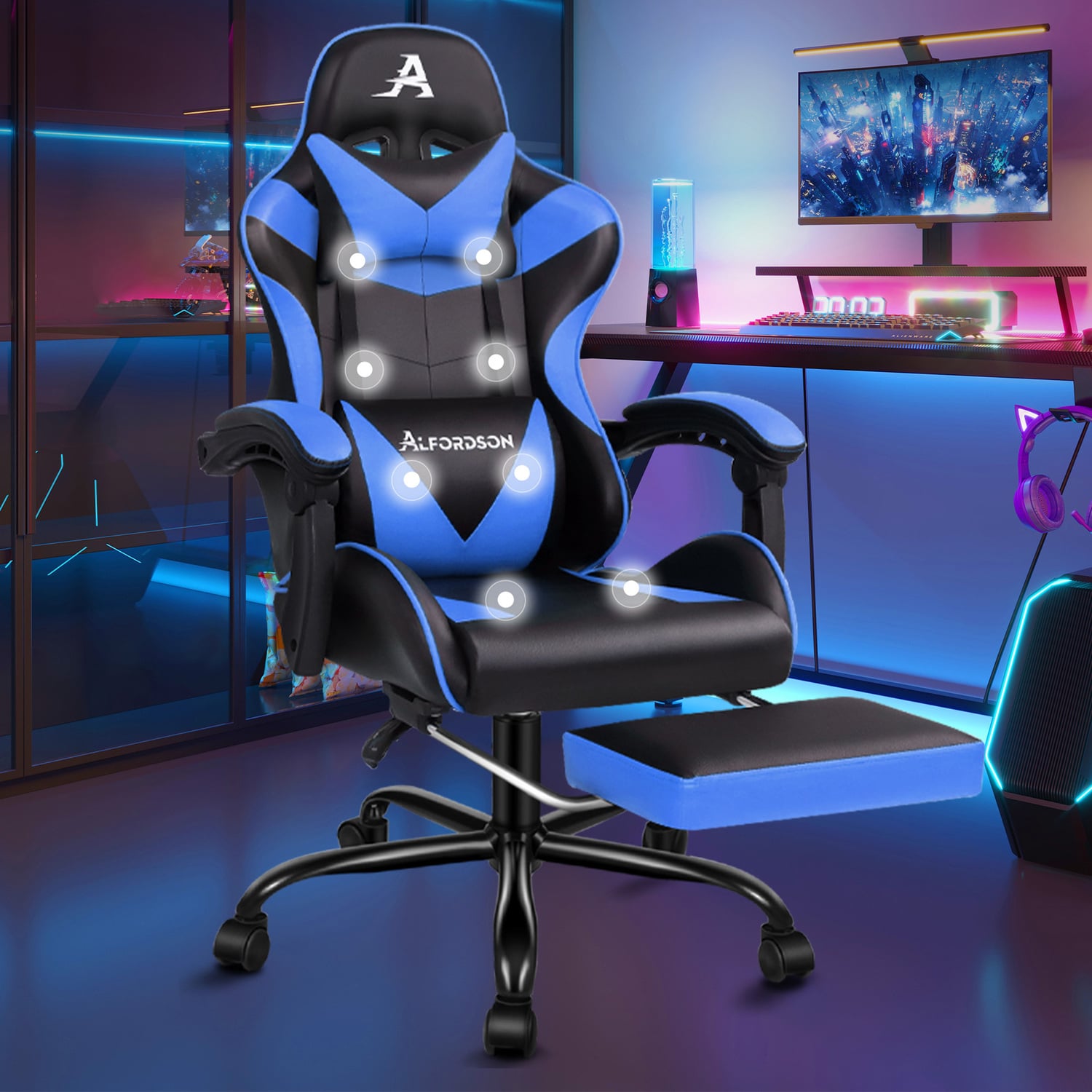 Aeruth Massage & Gaming Chair with Footrest