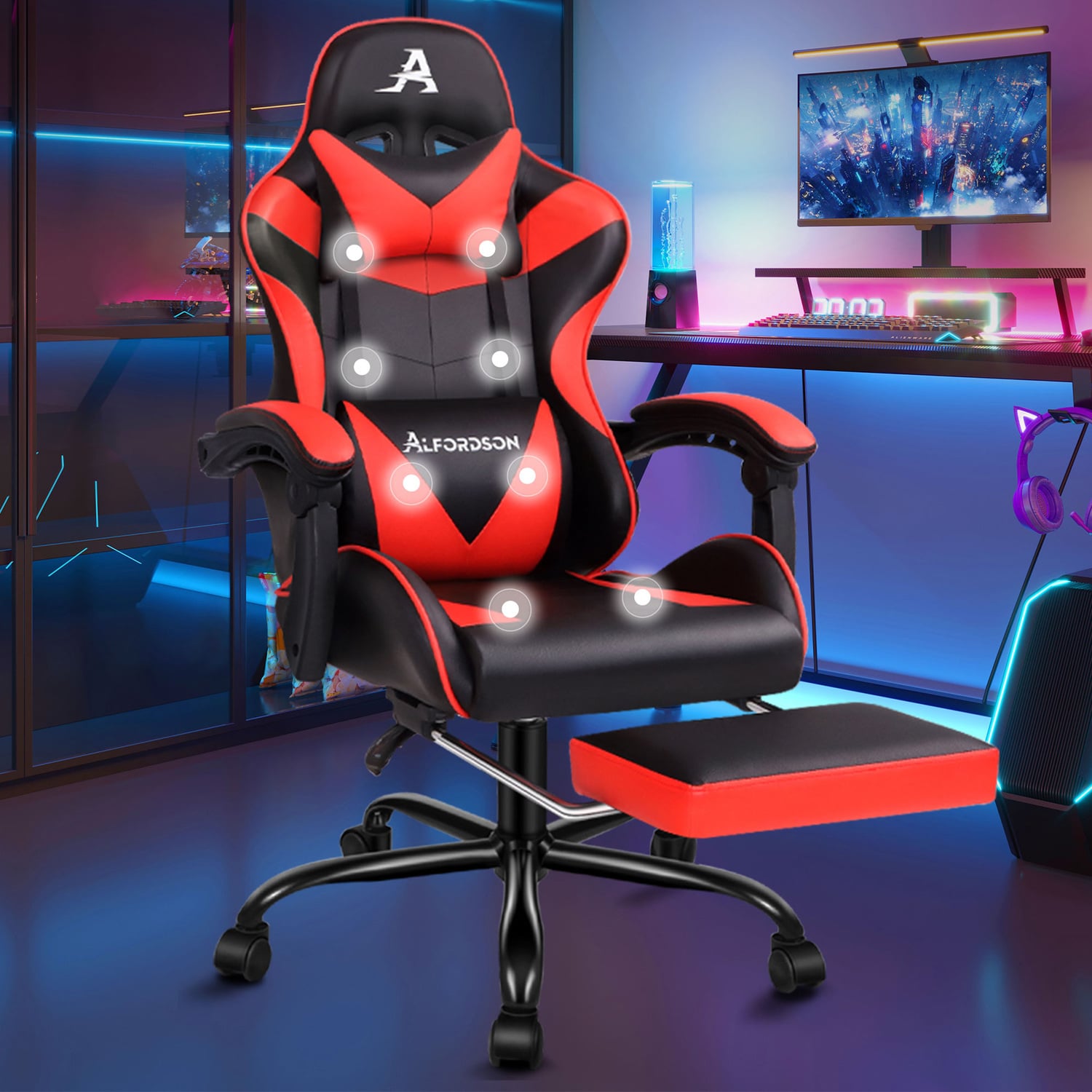 Aeruth Massage & Gaming Chair with Footrest