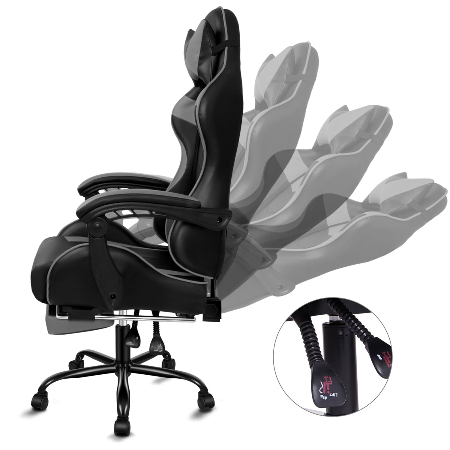 Aeruth Massage & Gaming Chair with Footrest