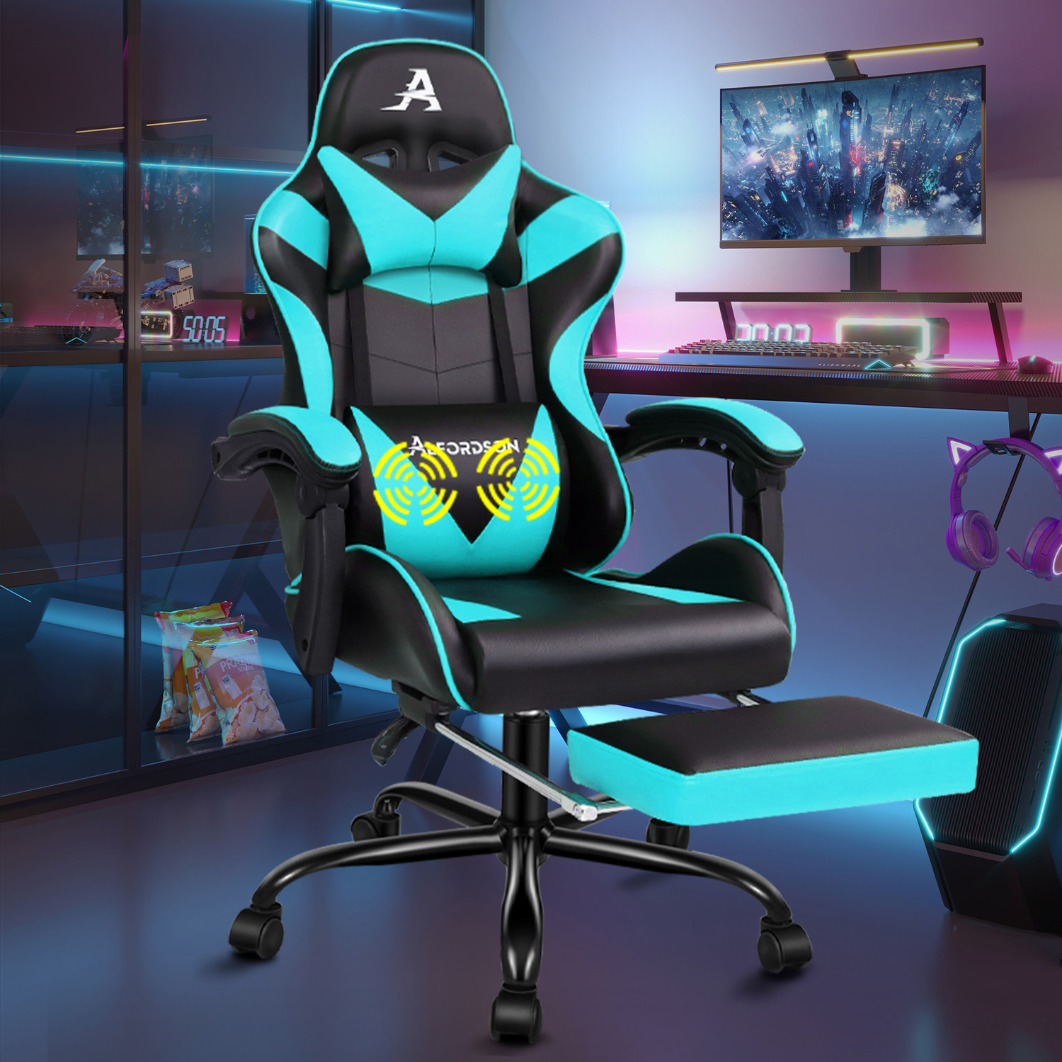 Darius Faux Leather Gaming Chair with Lumbar Massage