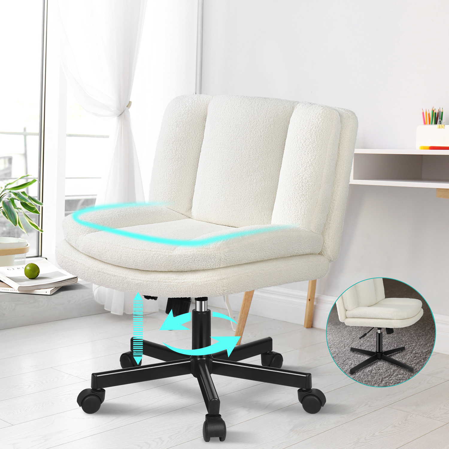Portham Boucle Office Chair with Castors