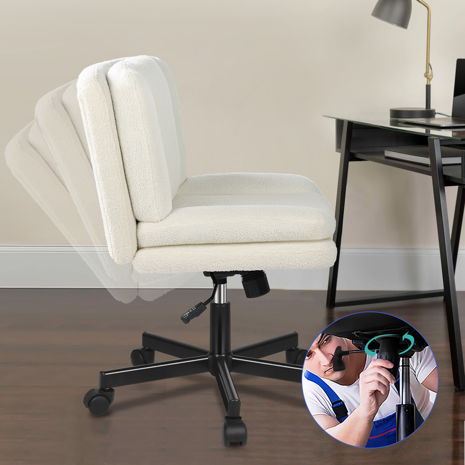 Portham Boucle Office Chair with Castors