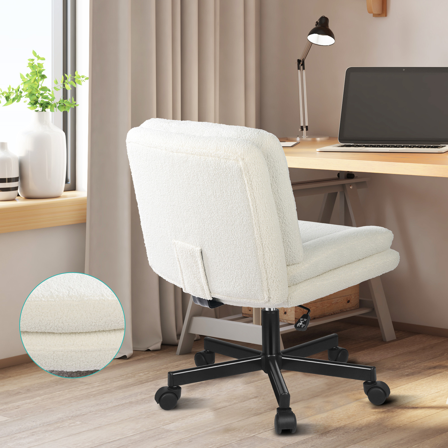 Portham Boucle Office Chair with Castors