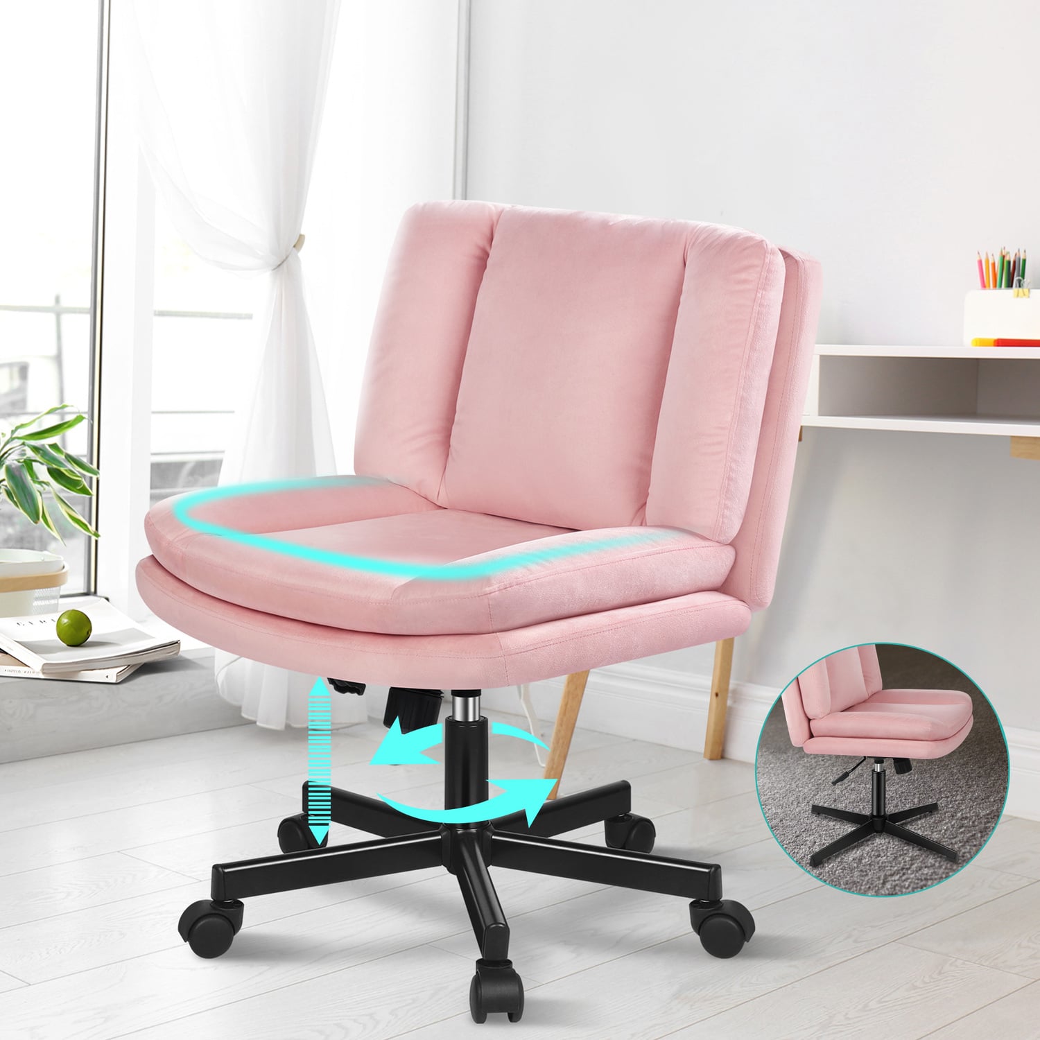 Portham Velvet Office Chair with Castors