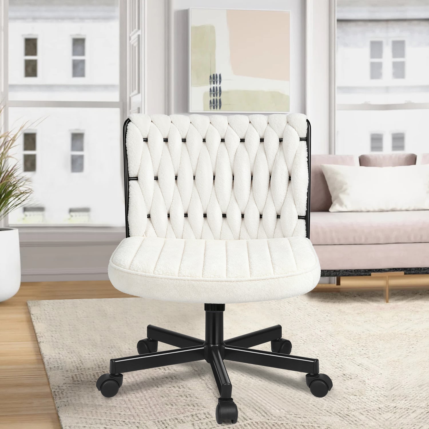 Eliska Boucle Swivel Home Office Chair