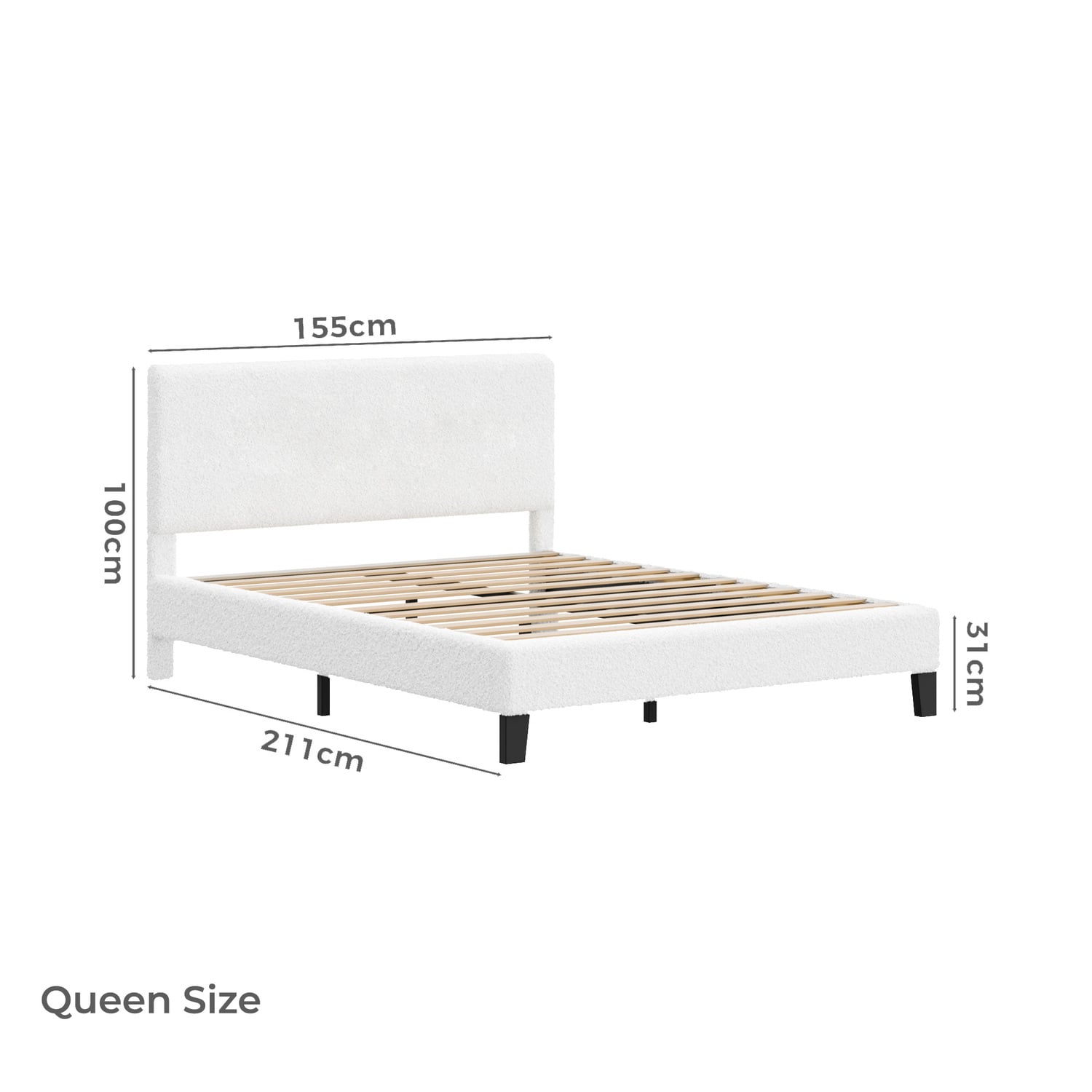 White Kiana Boucle Bed