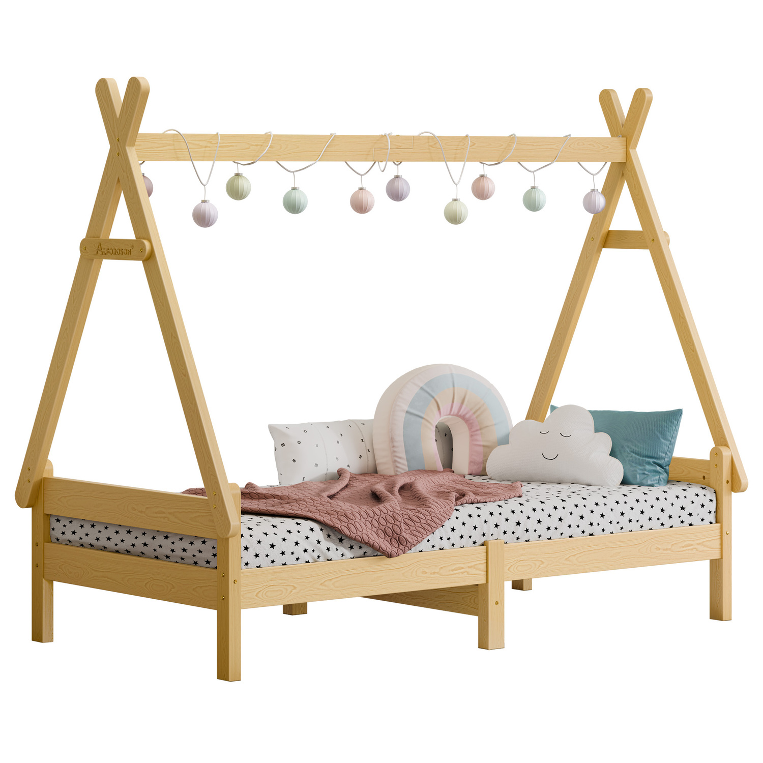 Citali Pine Wood Teepee Single Bed Frame