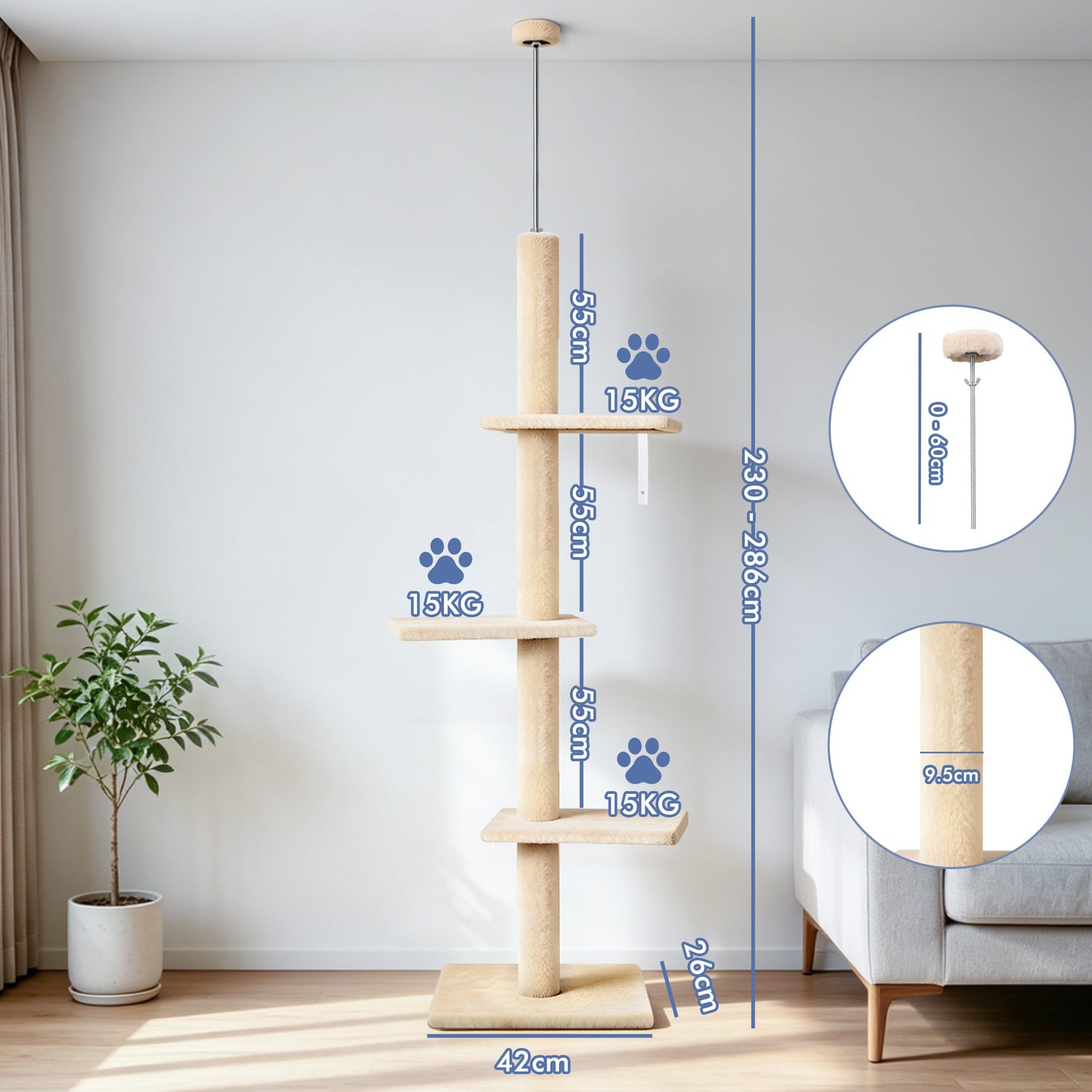 286cm Cecil Cat Tree