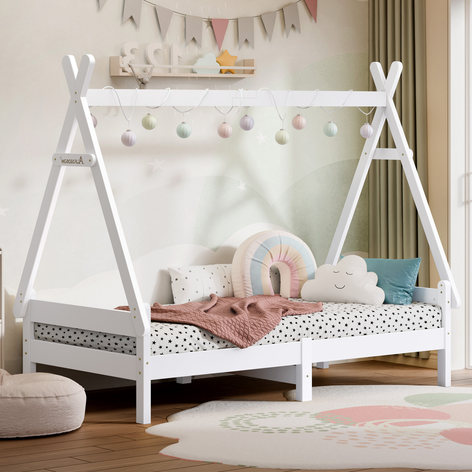 Citali Pine Wood Teepee Single Bed Frame