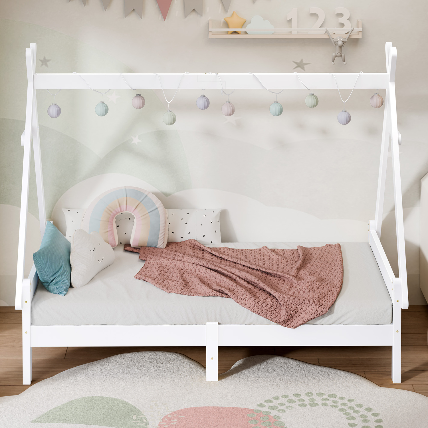 Citali Pine Wood Teepee Single Bed Frame