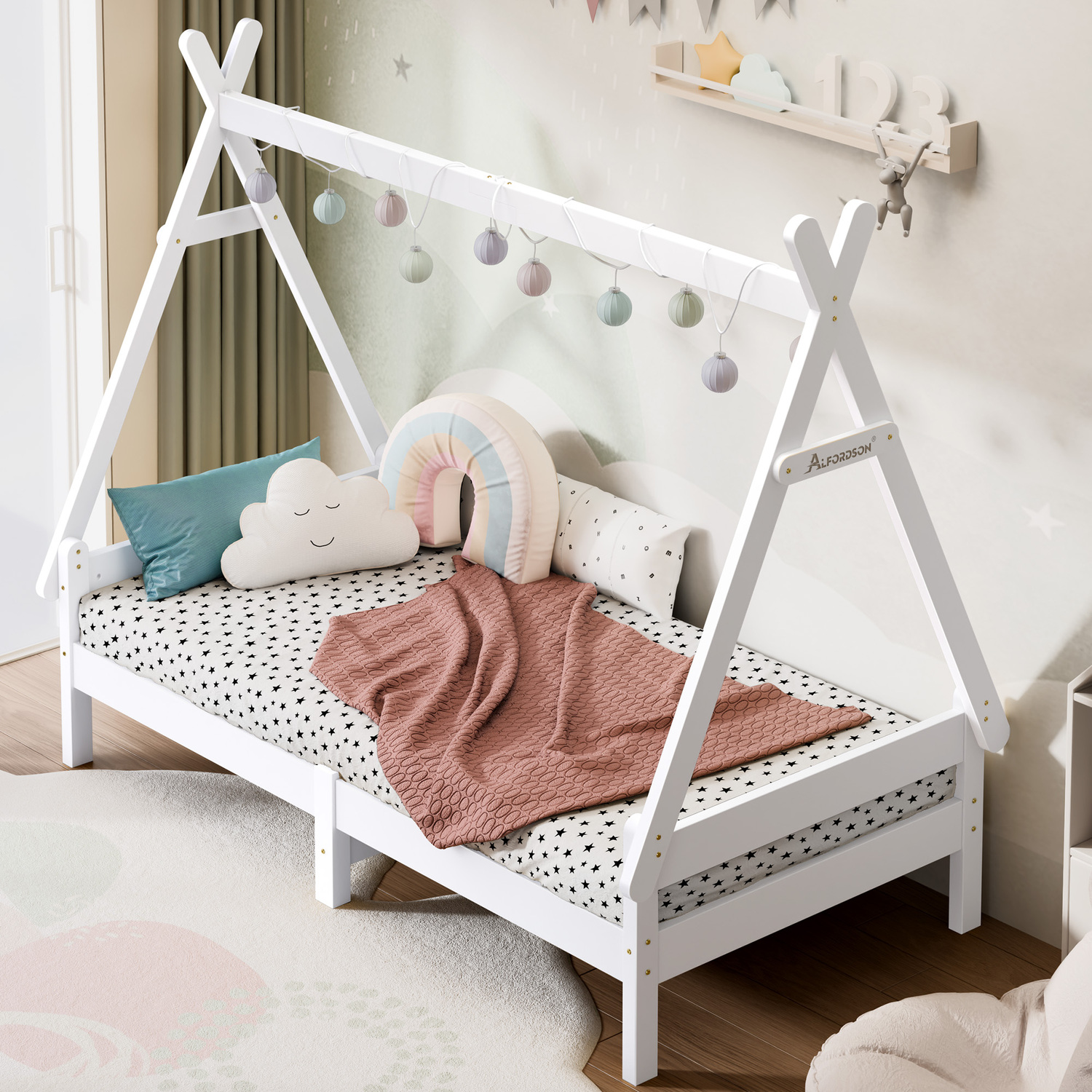 Citali Pine Wood Teepee Single Bed Frame