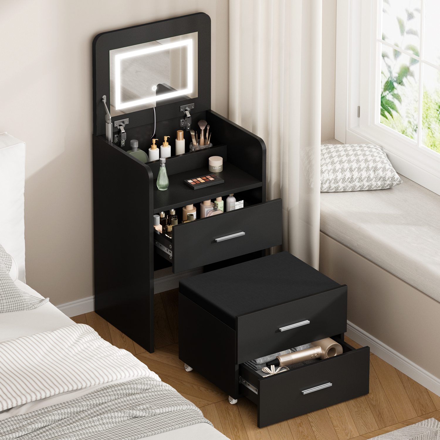 2 Piece Cassian LED Dressing Table & Stool Set