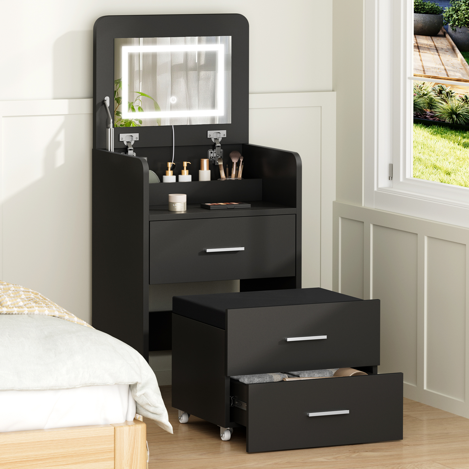2 Piece Cassian LED Dressing Table & Stool Set
