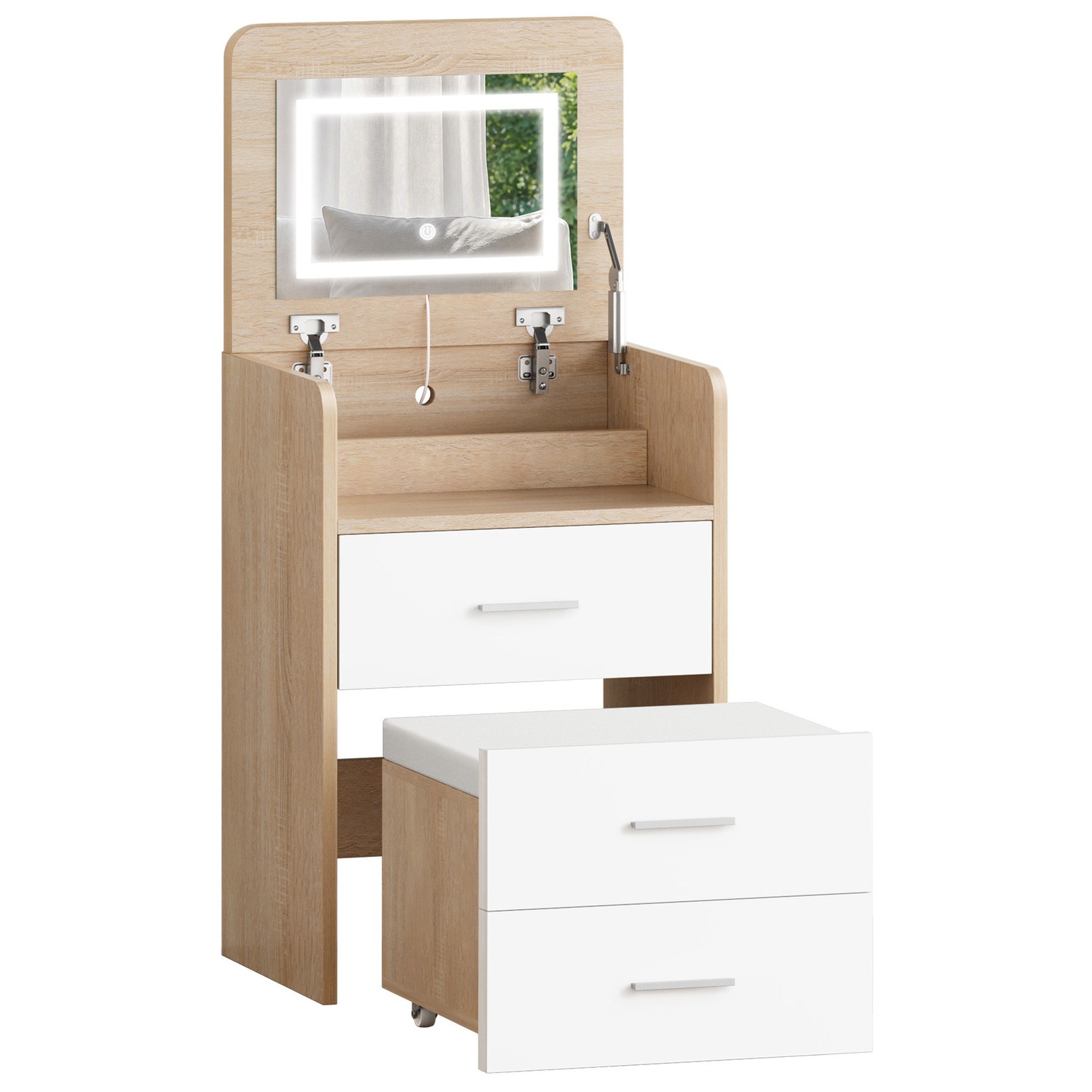 2 Piece Cassian LED Dressing Table & Stool Set