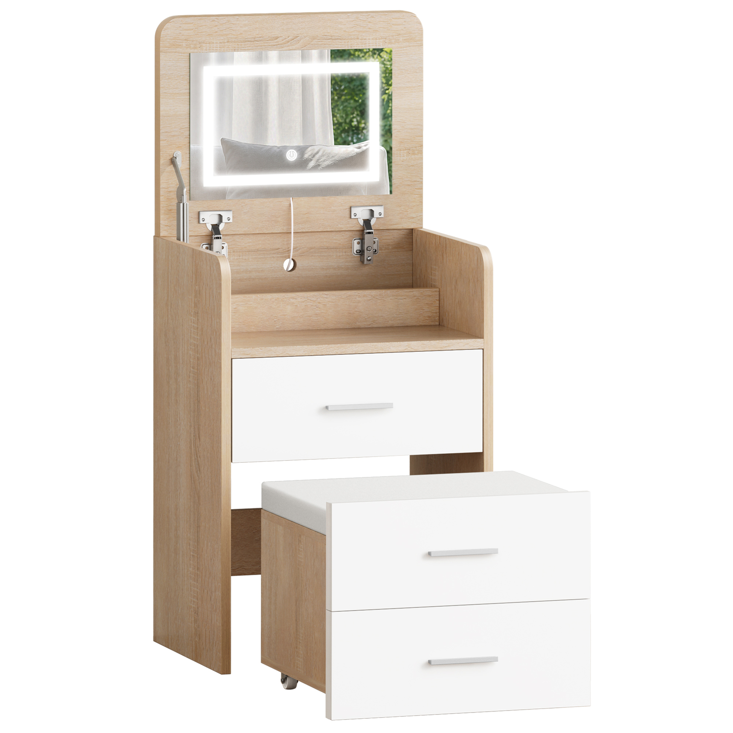 2 Piece Cassian LED Dressing Table & Stool Set
