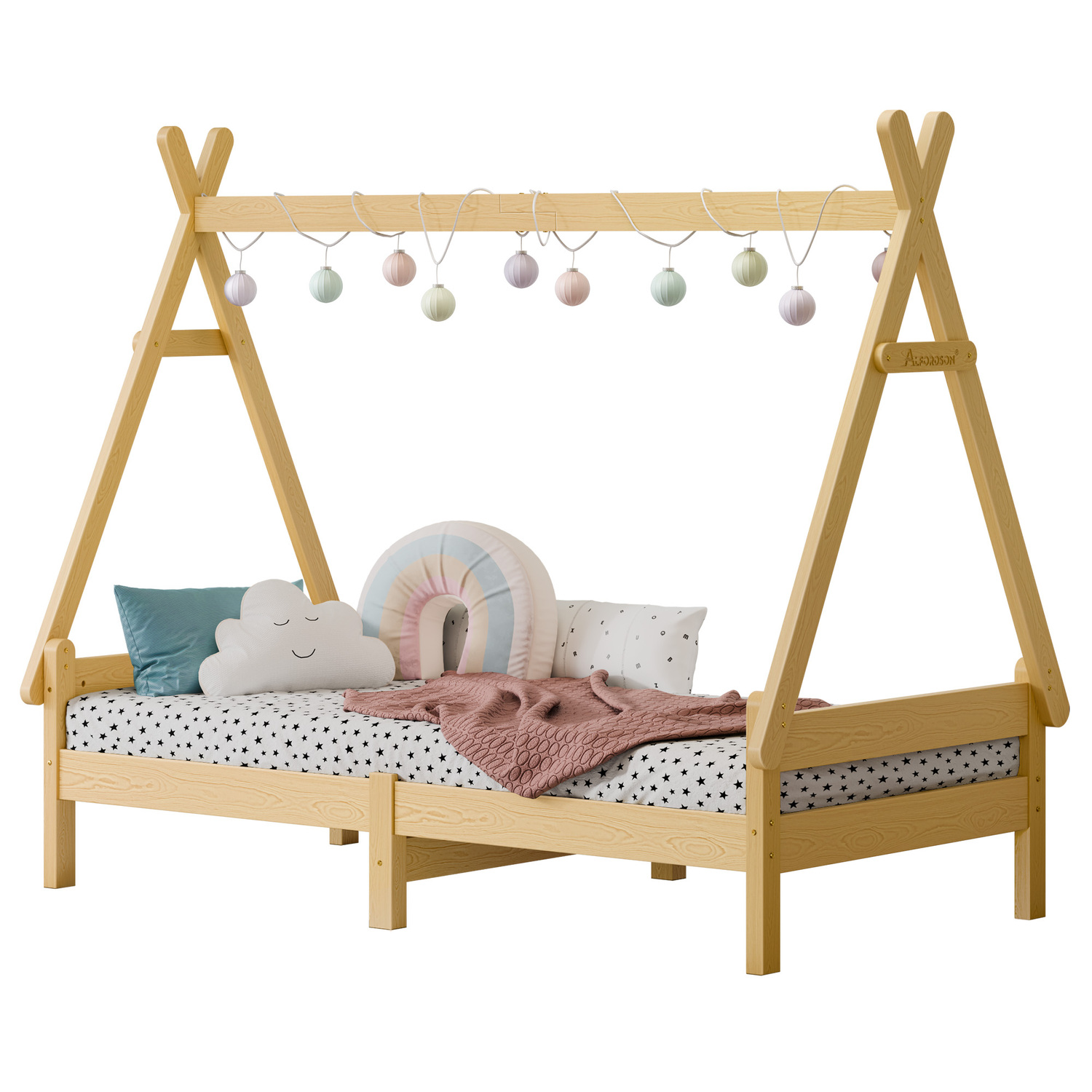 Citali Pine Wood Teepee Single Bed Frame