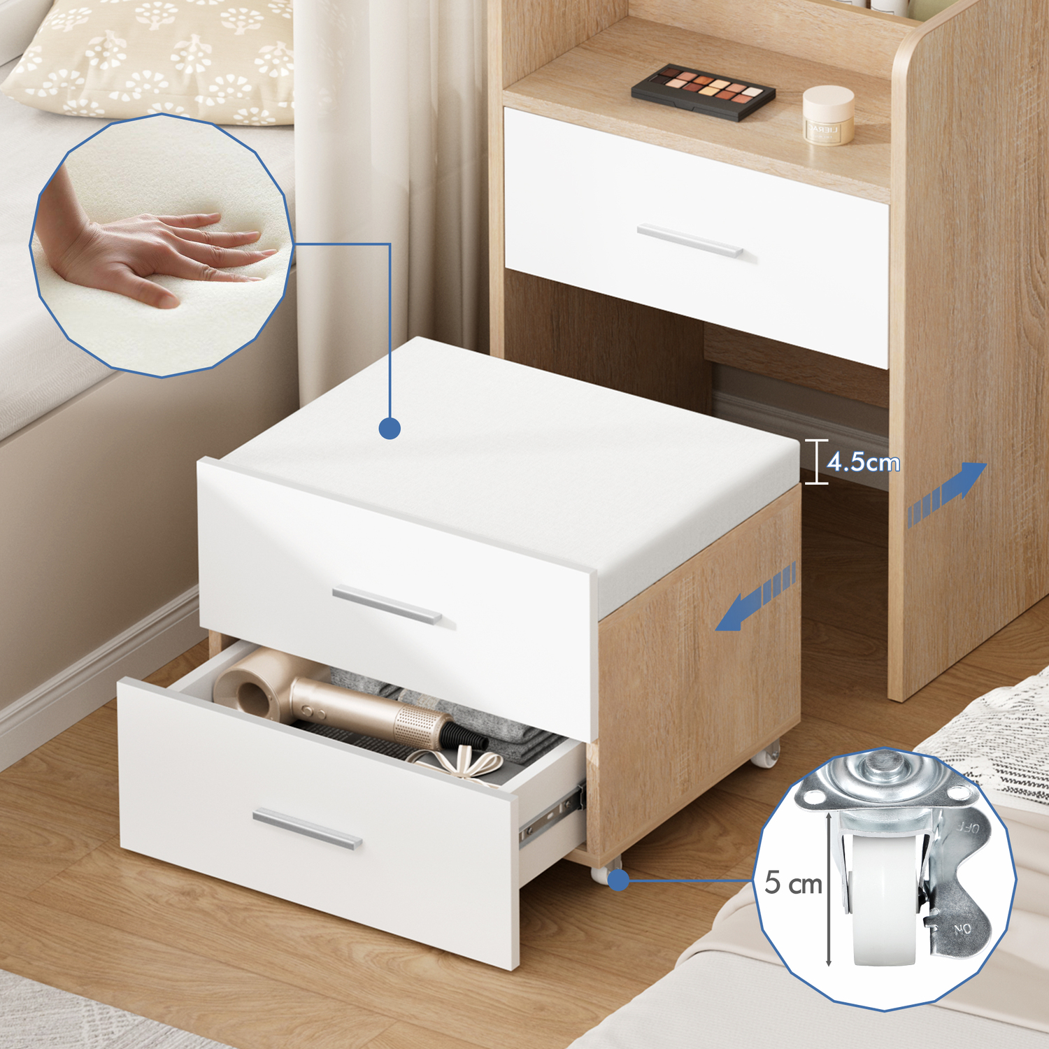 2 Piece Cassian LED Dressing Table & Stool Set