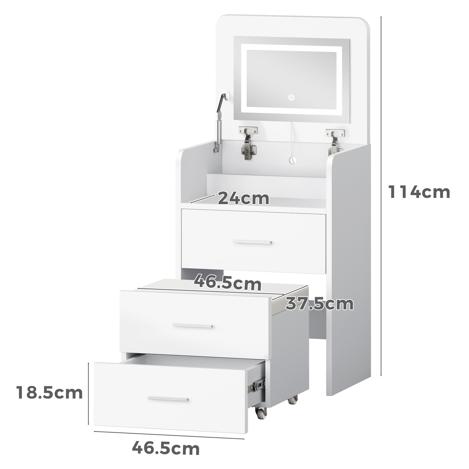 2 Piece Cassian LED Dressing Table & Stool Set