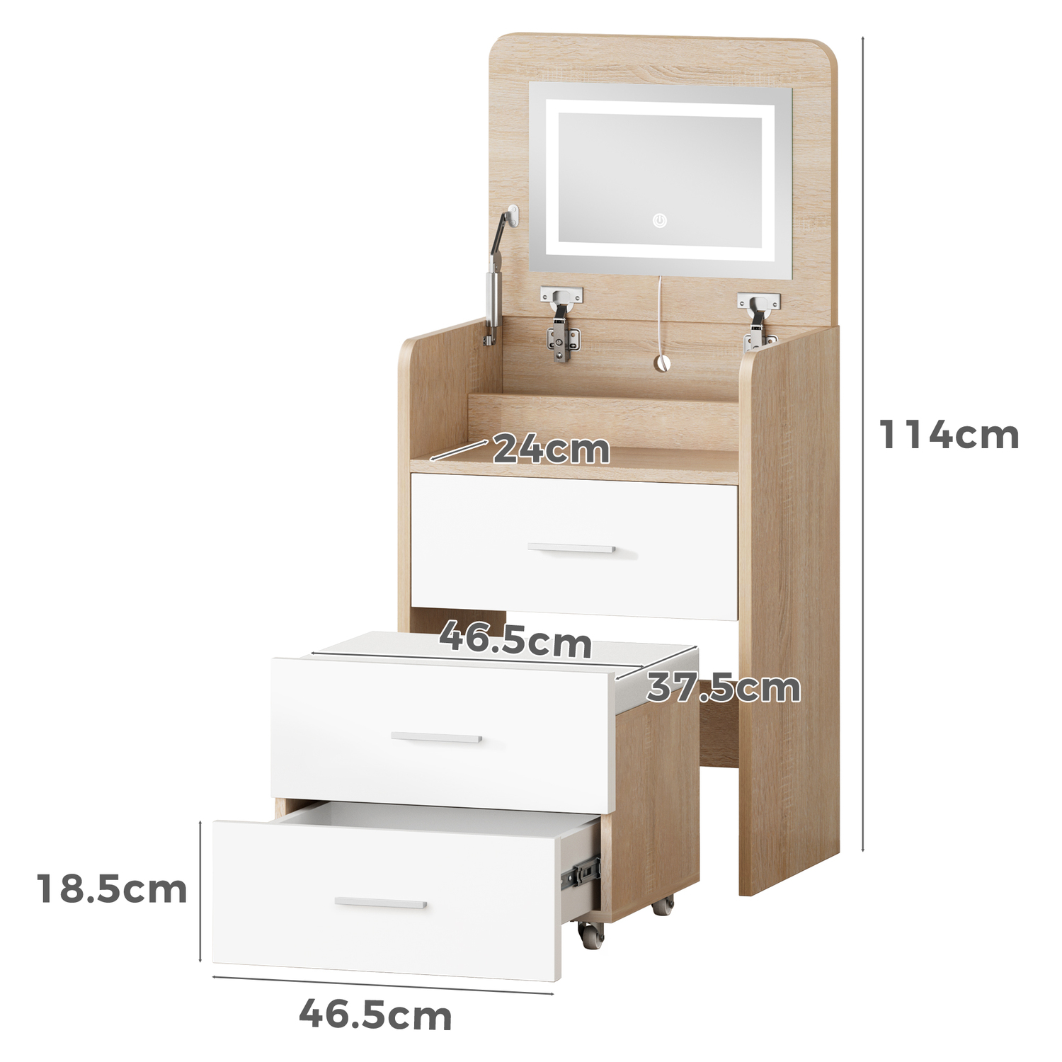 2 Piece Cassian LED Dressing Table & Stool Set