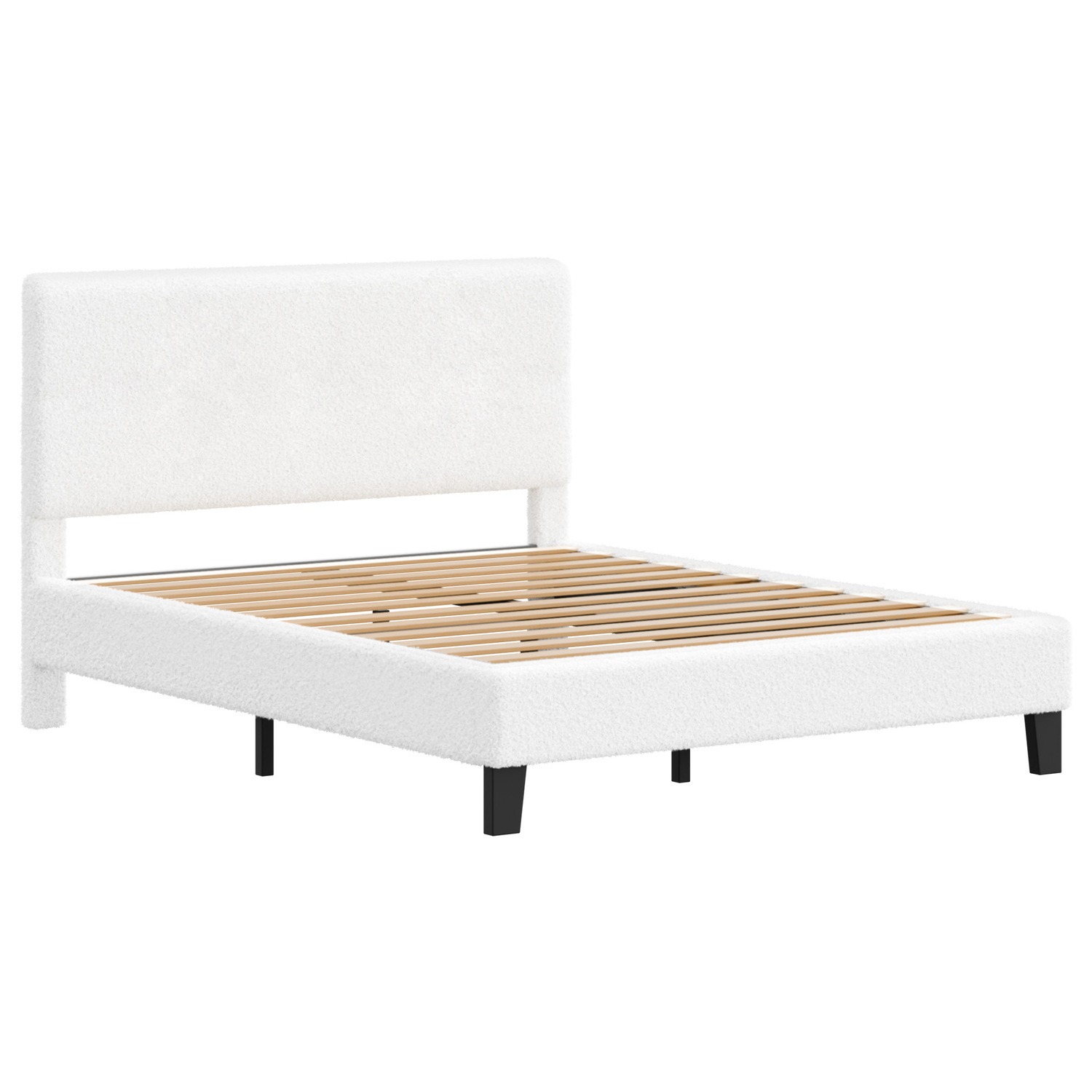 White Kiana Boucle Bed