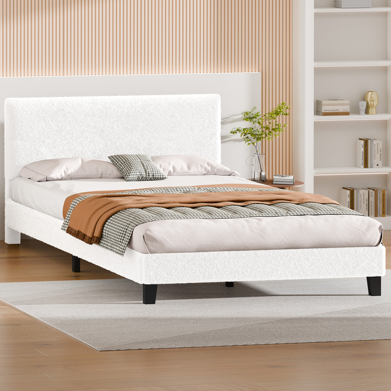 White Kiana Boucle Bed