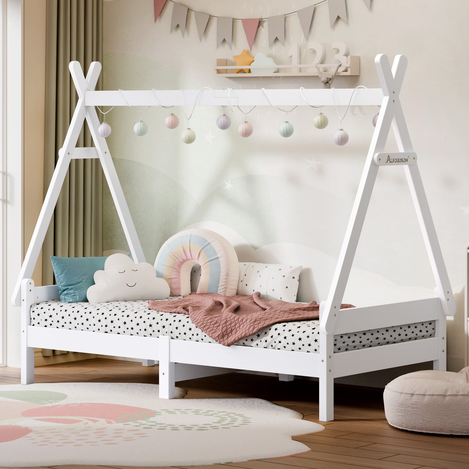 Citali Pine Wood Teepee Single Bed Frame