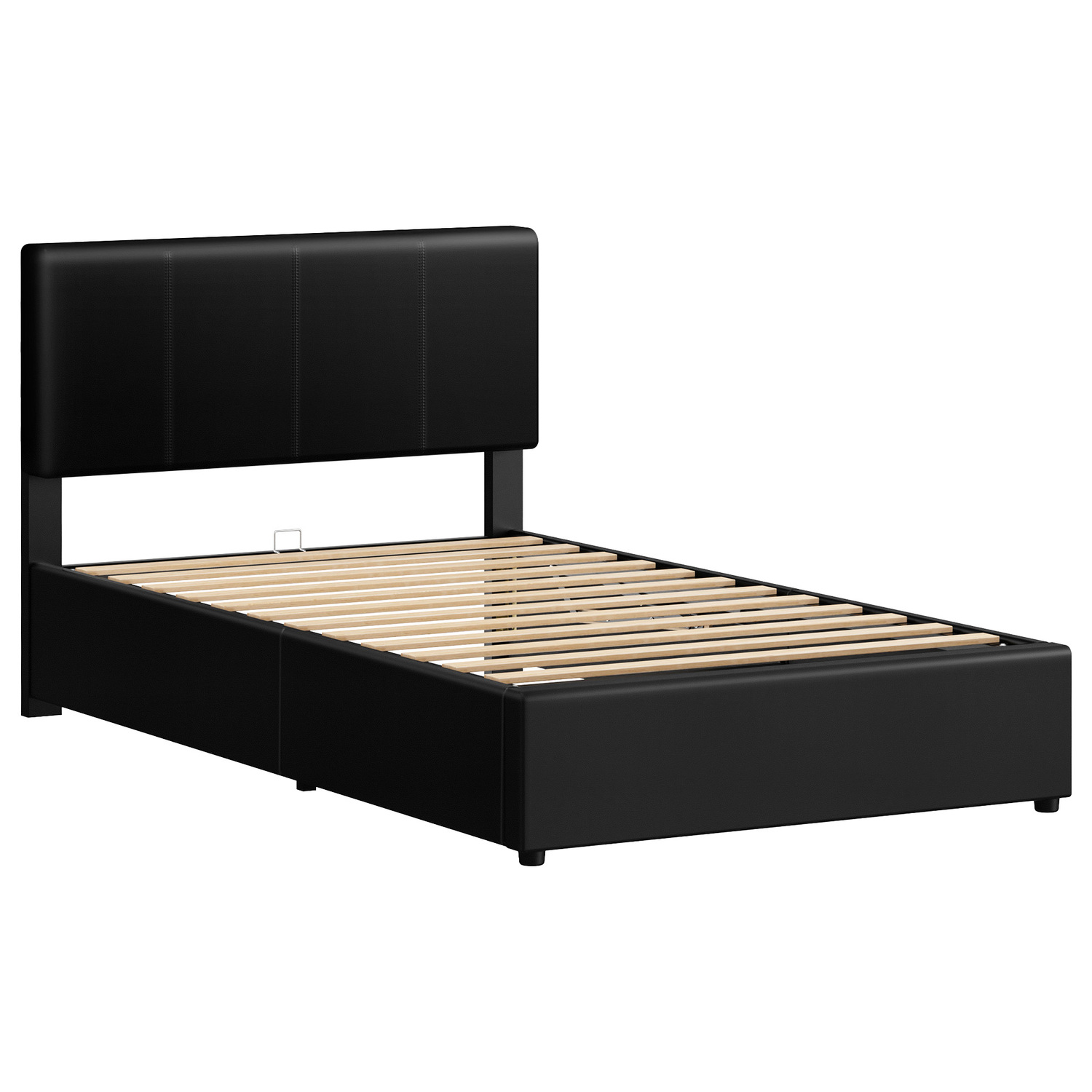 Black Hudson Faux Leather Gas Lift Storage Bed