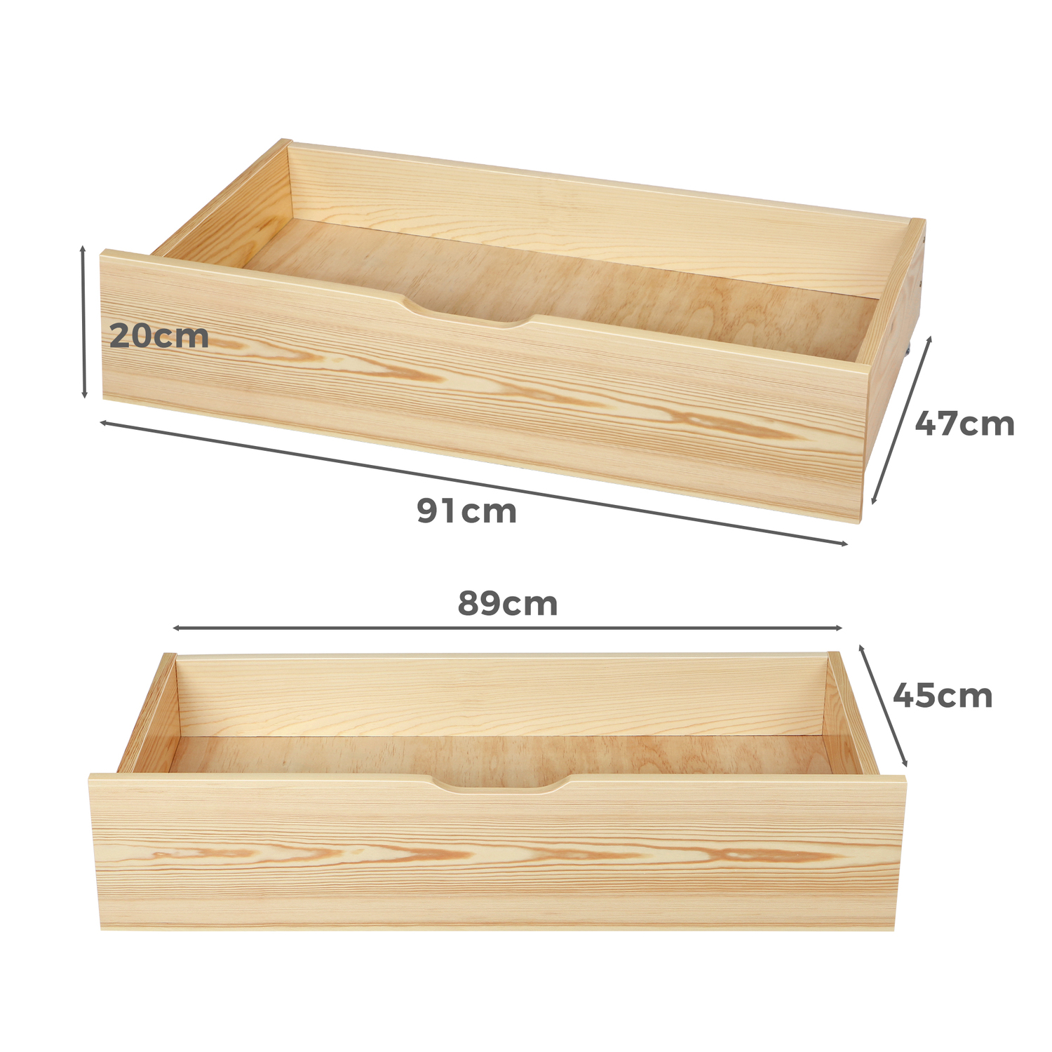 Kiri Pine Wood Bed Base with Underbed Storage